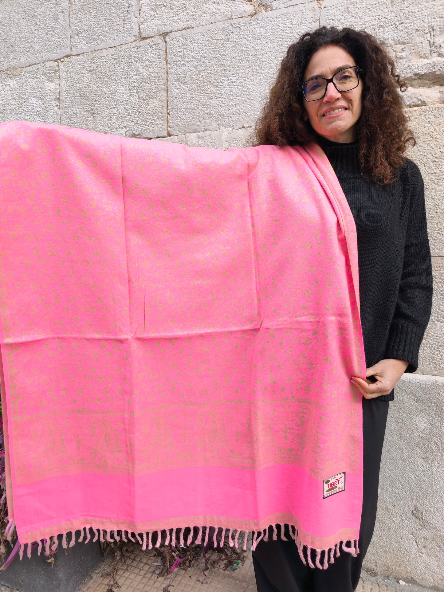 Scialle sciarpa stola Pashmina coperta lana di Yak calda Tibet 73B