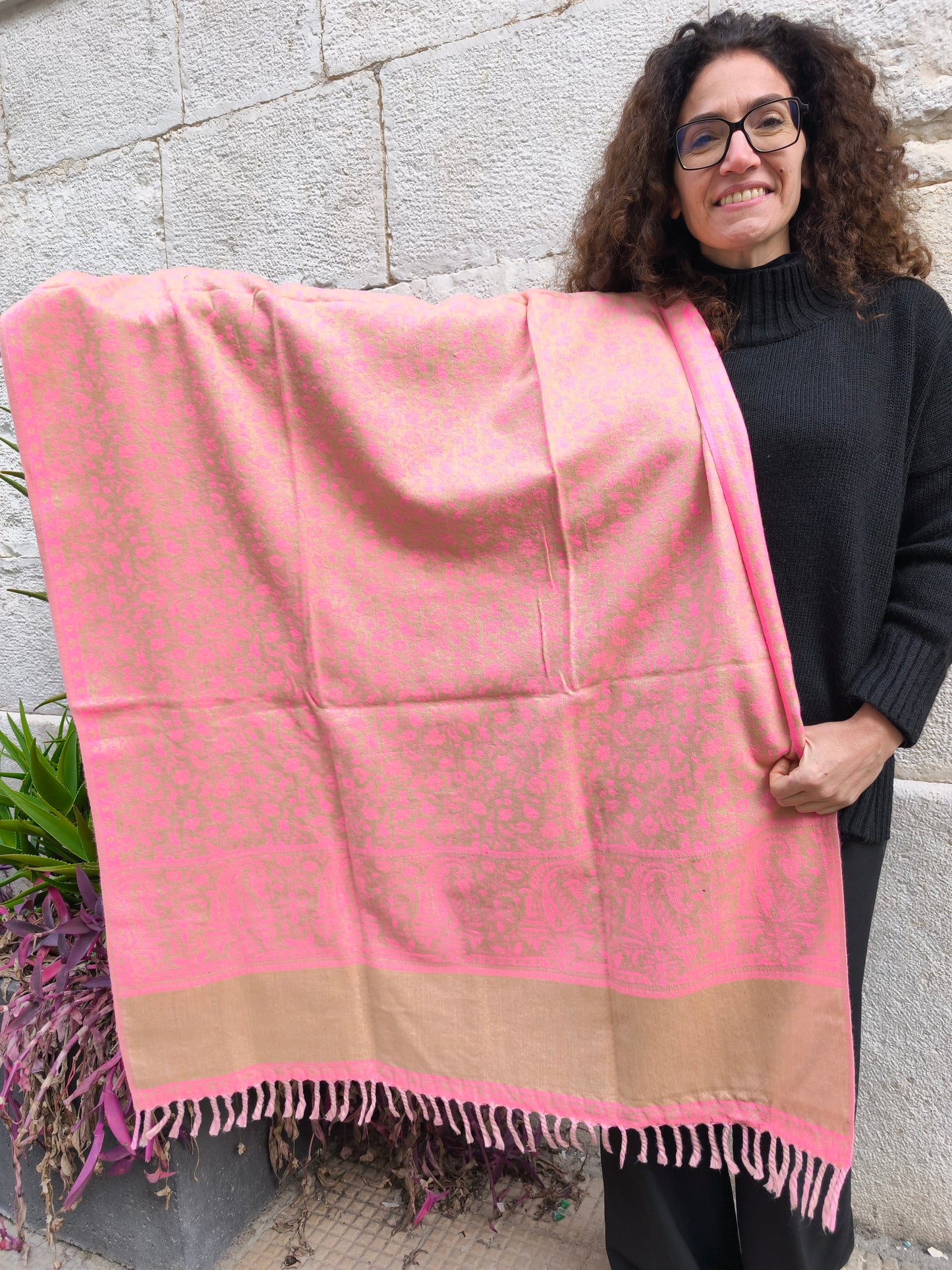 Scialle sciarpa stola Pashmina coperta lana di Yak calda Tibet 73B