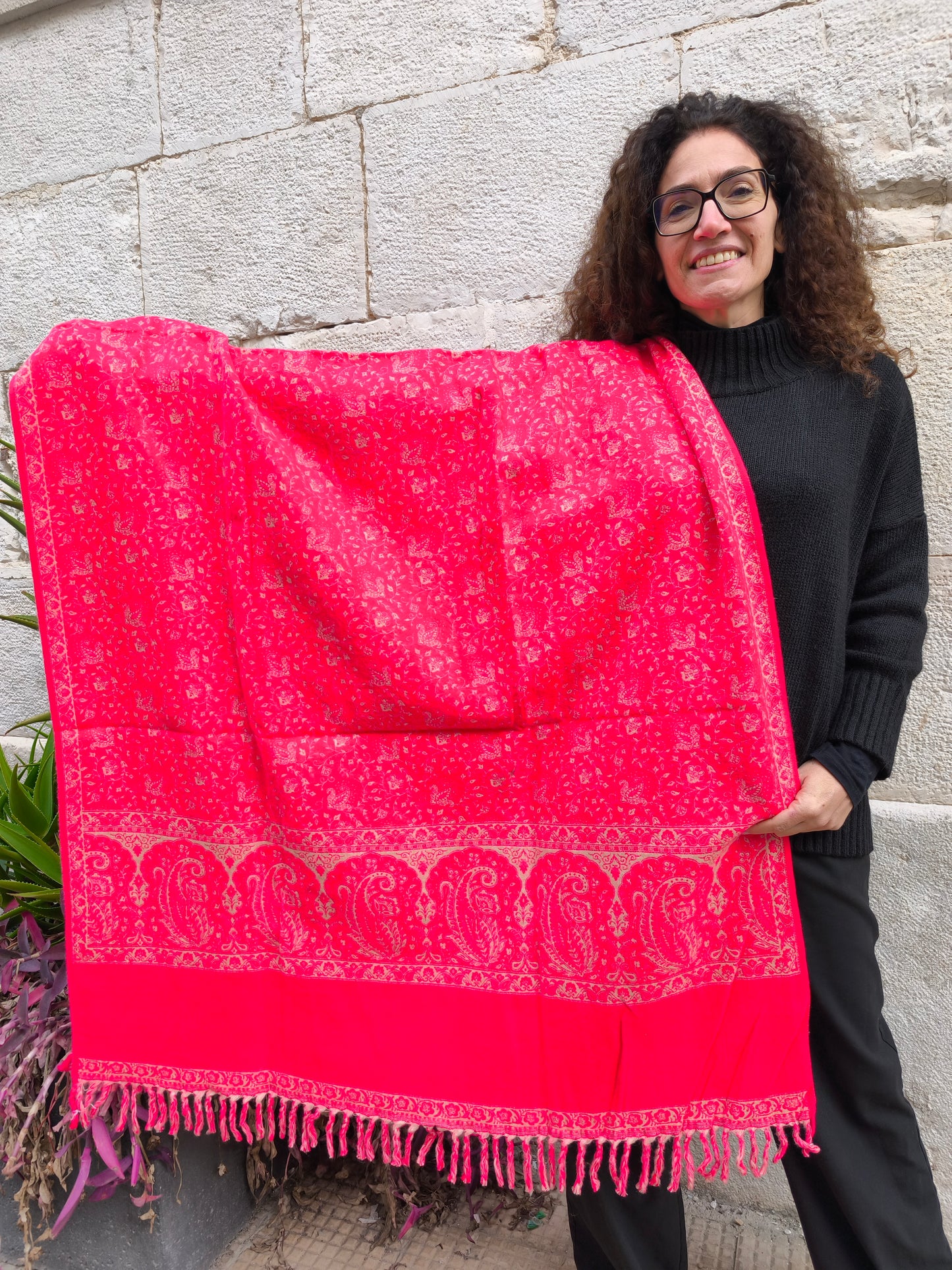 Scialle sciarpa stola Pashmina coperta lana di Yak calda Tibet 80B Difettato