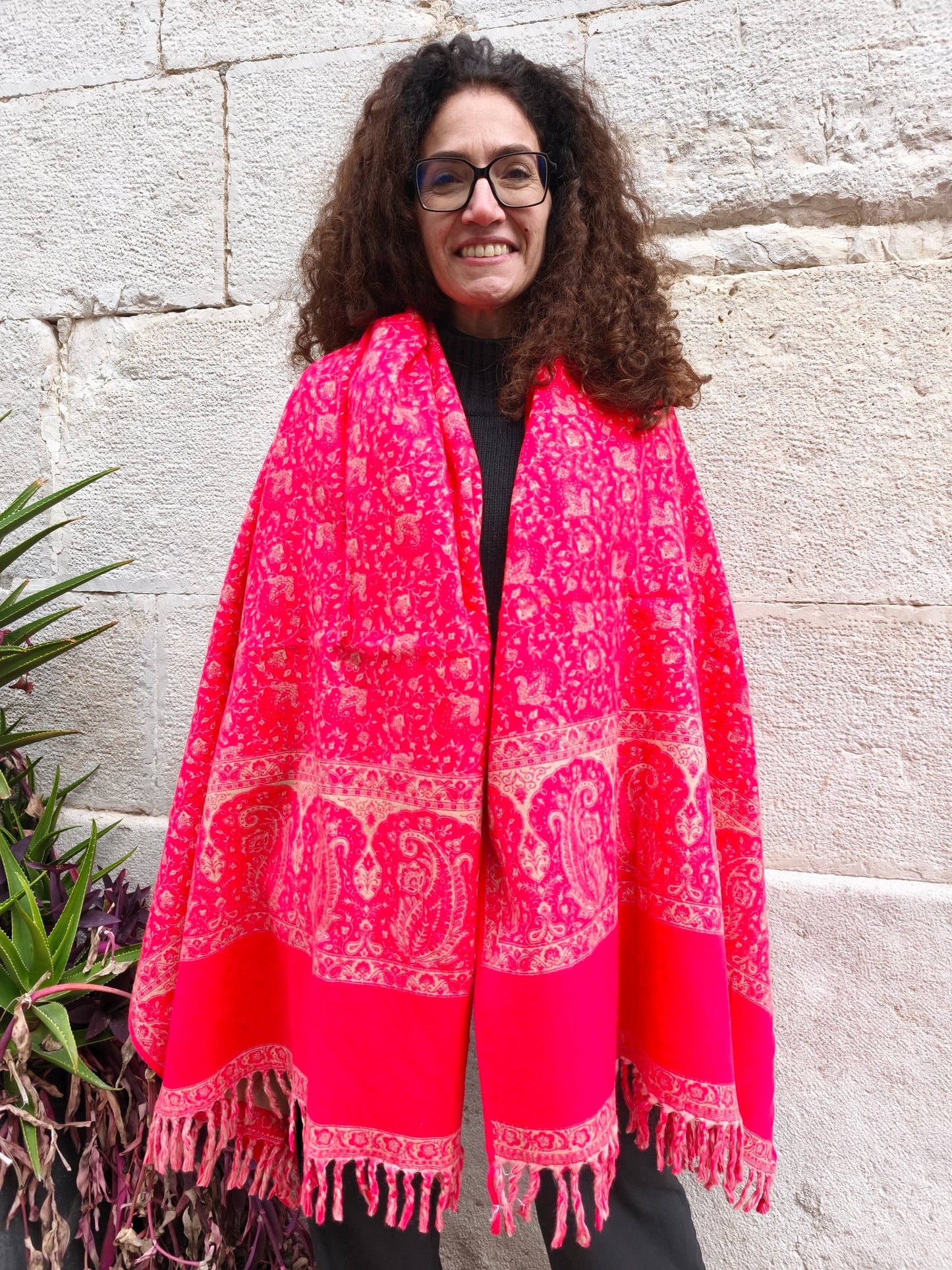 Scialle sciarpa stola Pashmina coperta lana di Yak calda Tibet 80B Difettato