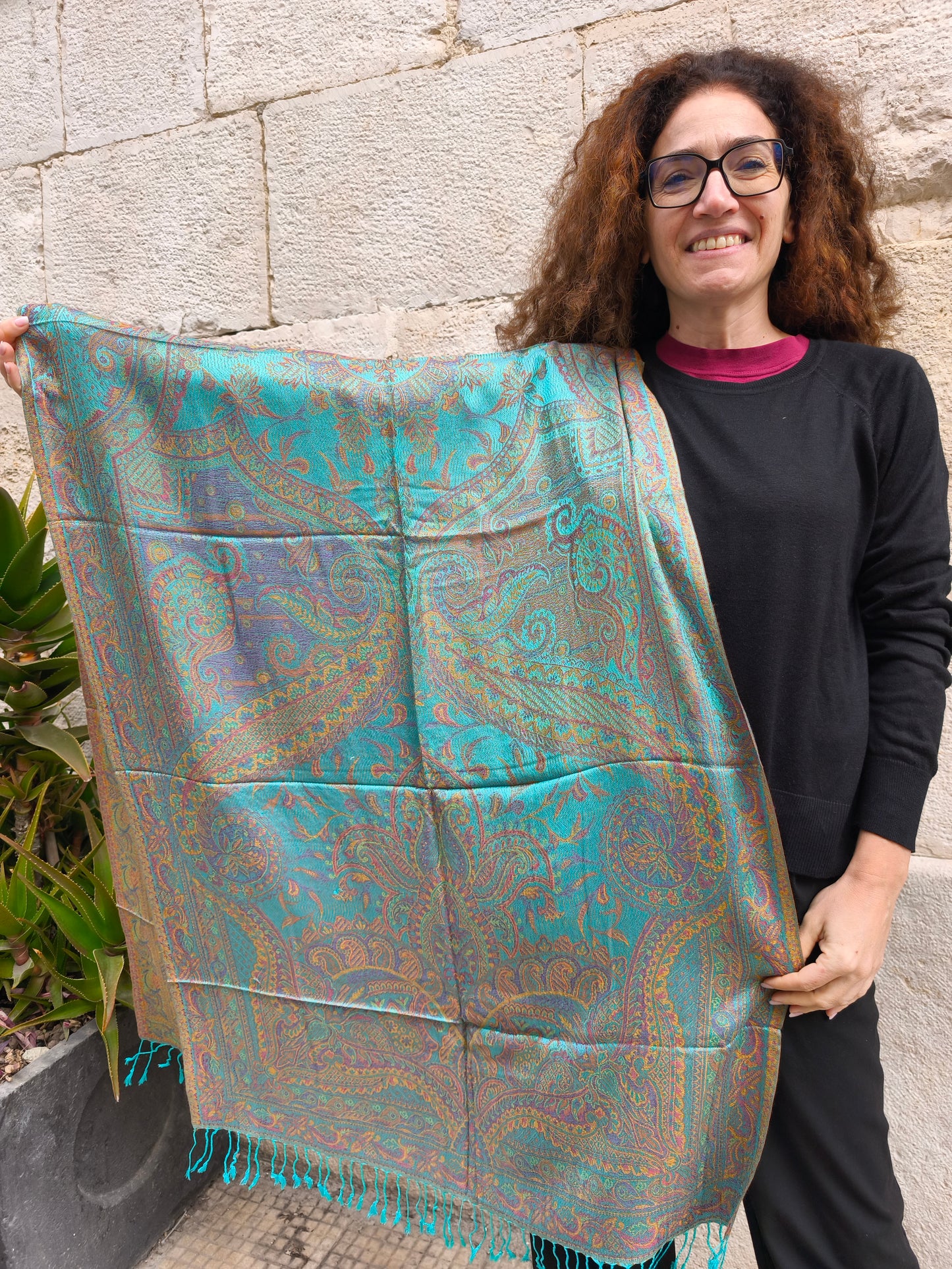 Pashmina Scarf Silk 100% India cm 195X75 2S