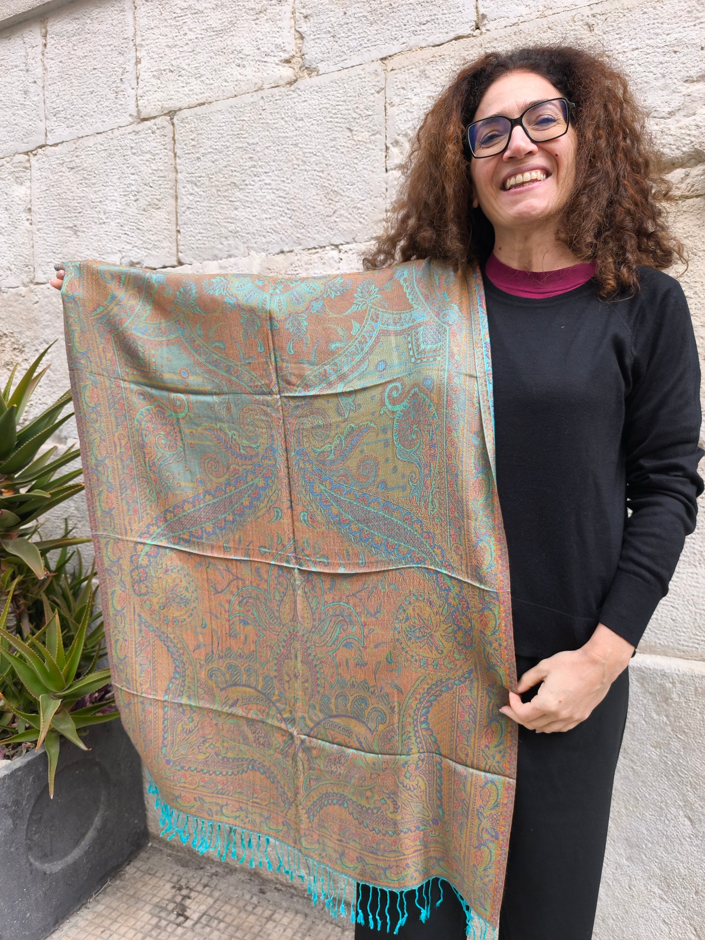 Pashmina Scarf Silk 100% India cm 195X75 2S