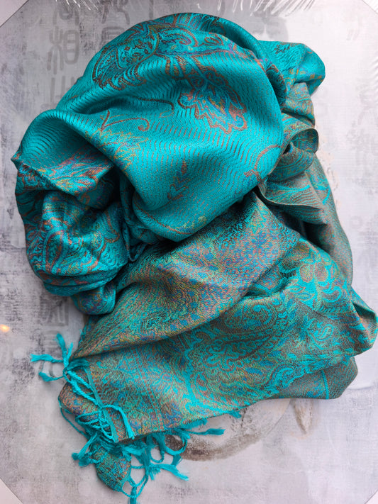 Pashmina Foulard Sciarpa Seta 100% India cm 195X75 4S