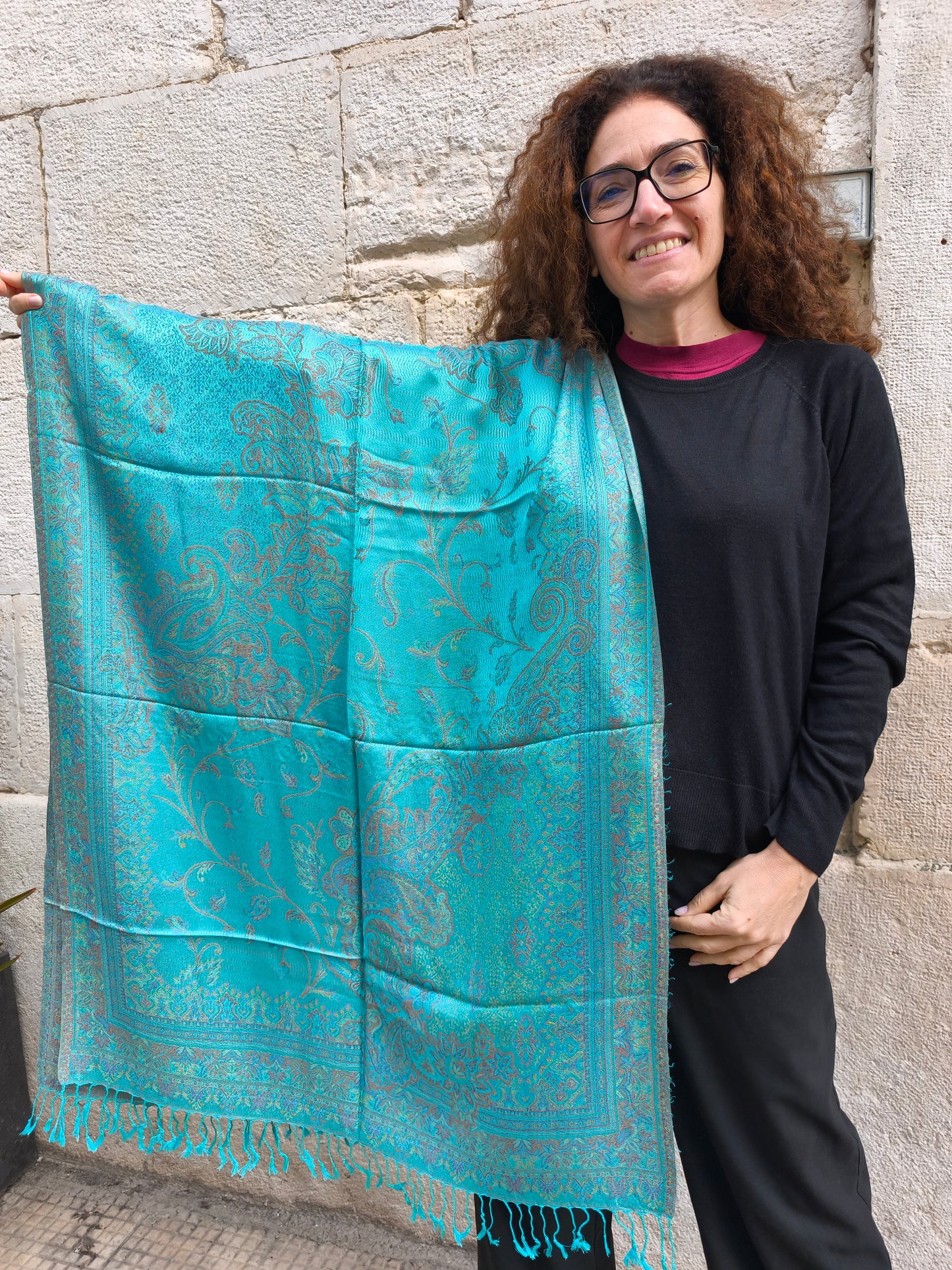Pashmina Scarf 100% Silk India 195X75 cm 4S