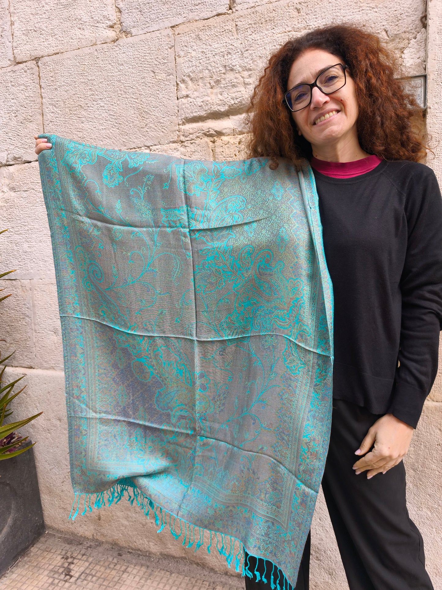 Pashmina Scarf 100% Silk India 195X75 cm 4S