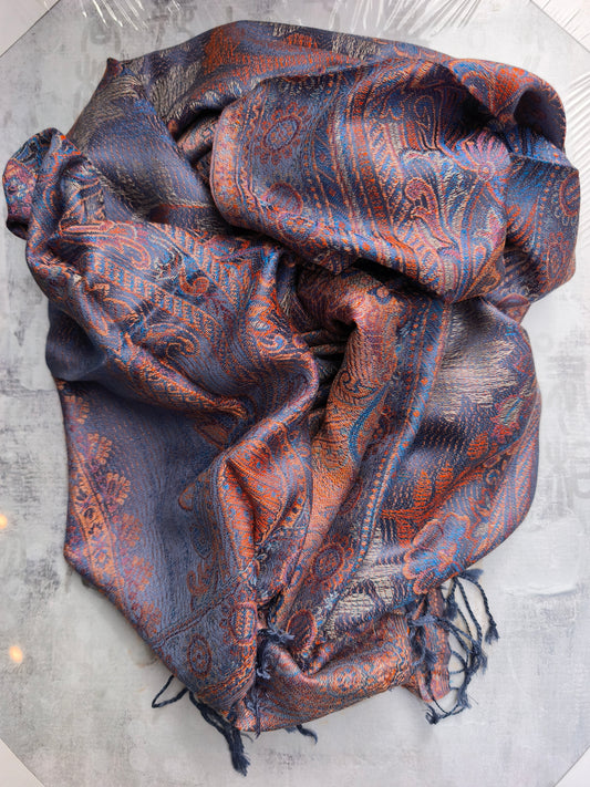 Pashmina Foulard Sciarpa Seta 100% India cm 195X75 5S