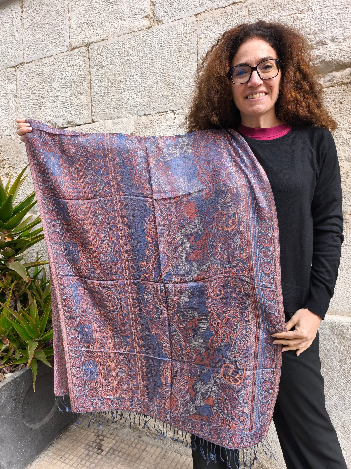Pashmina Scarf 100% Silk India cm 195X75 5S