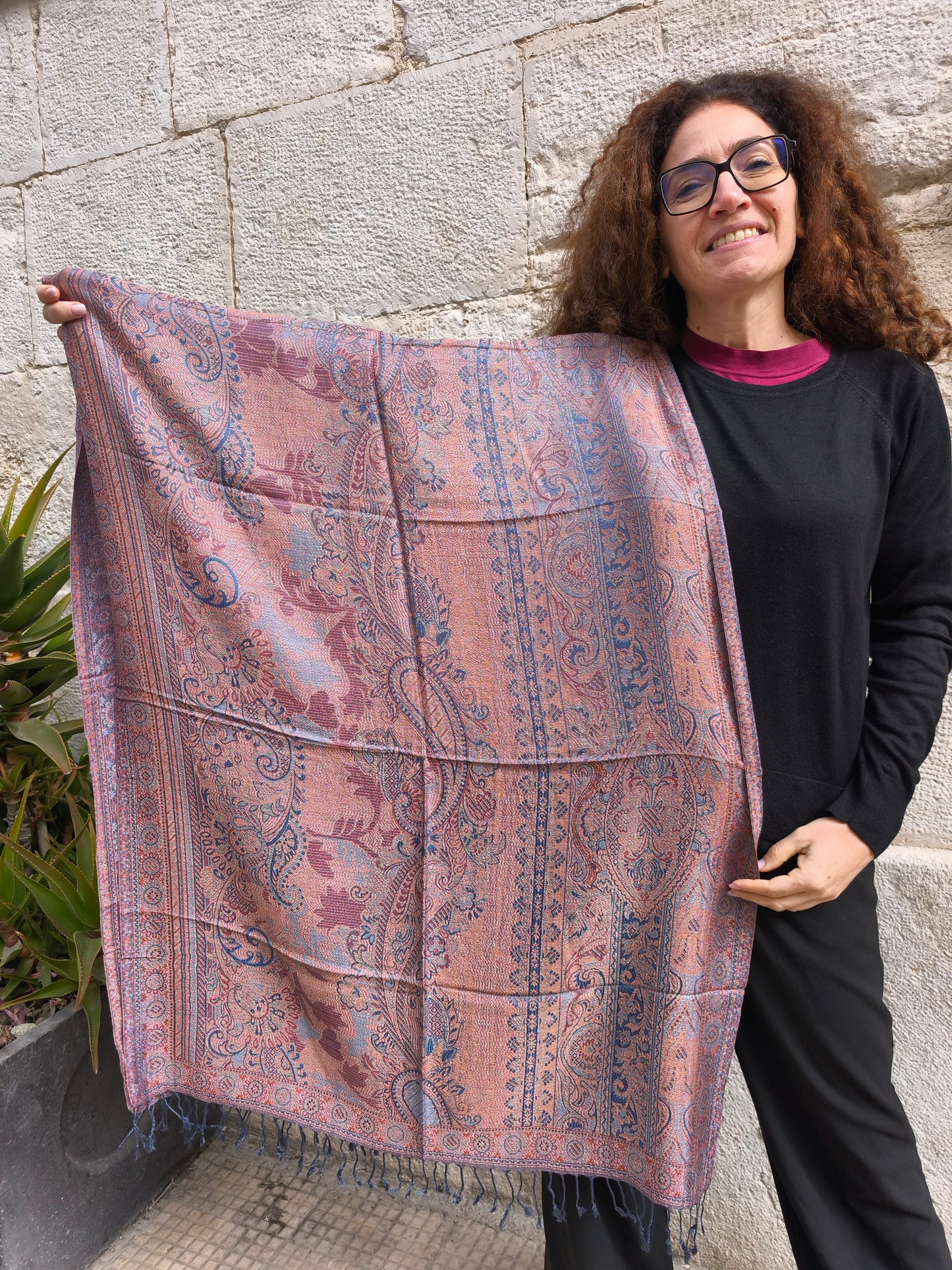 Pashmina Scarf 100% Silk India cm 195X75 5S