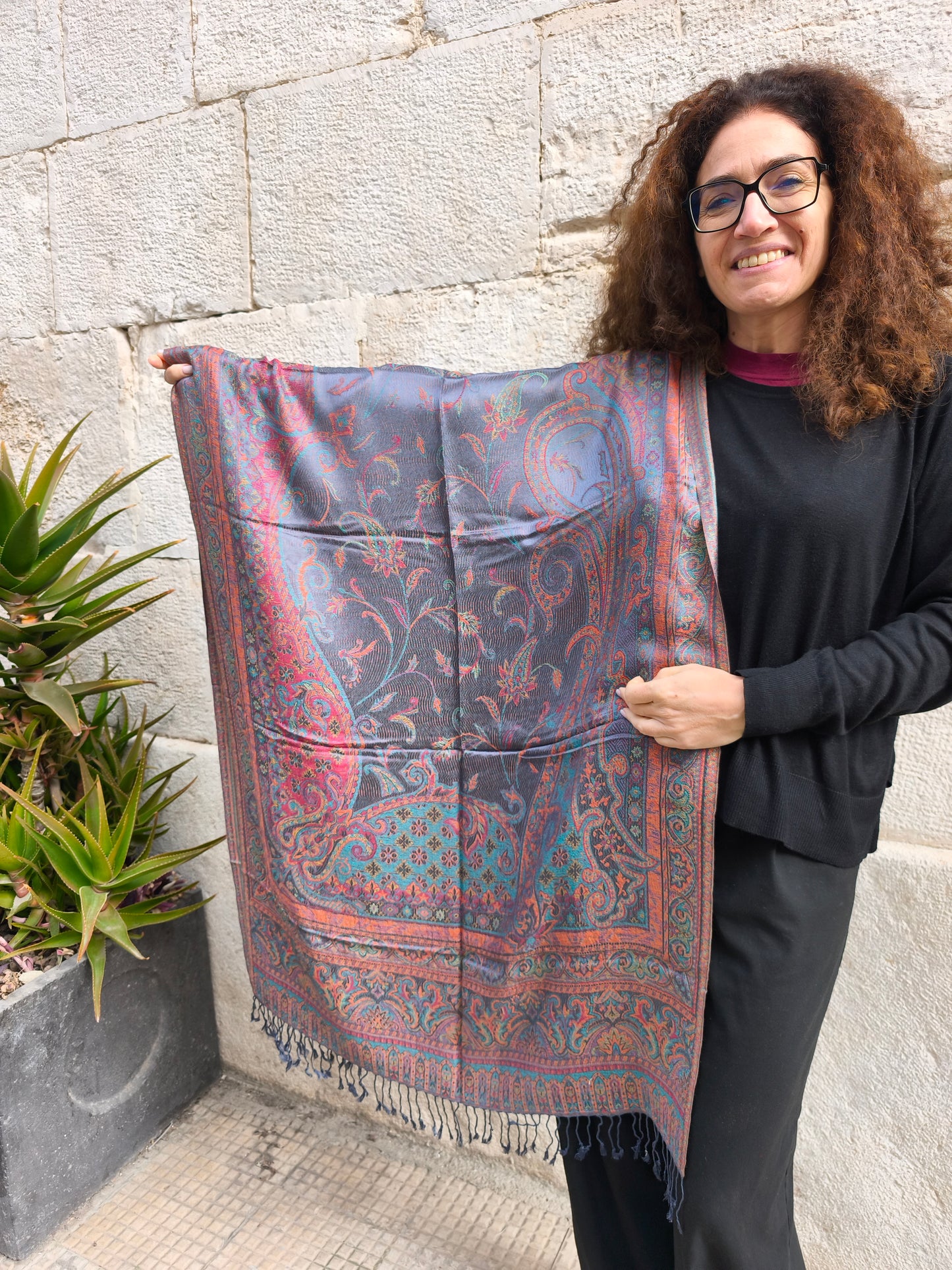 Pashmina Scarf 100% Silk India 195X75 cm 6S
