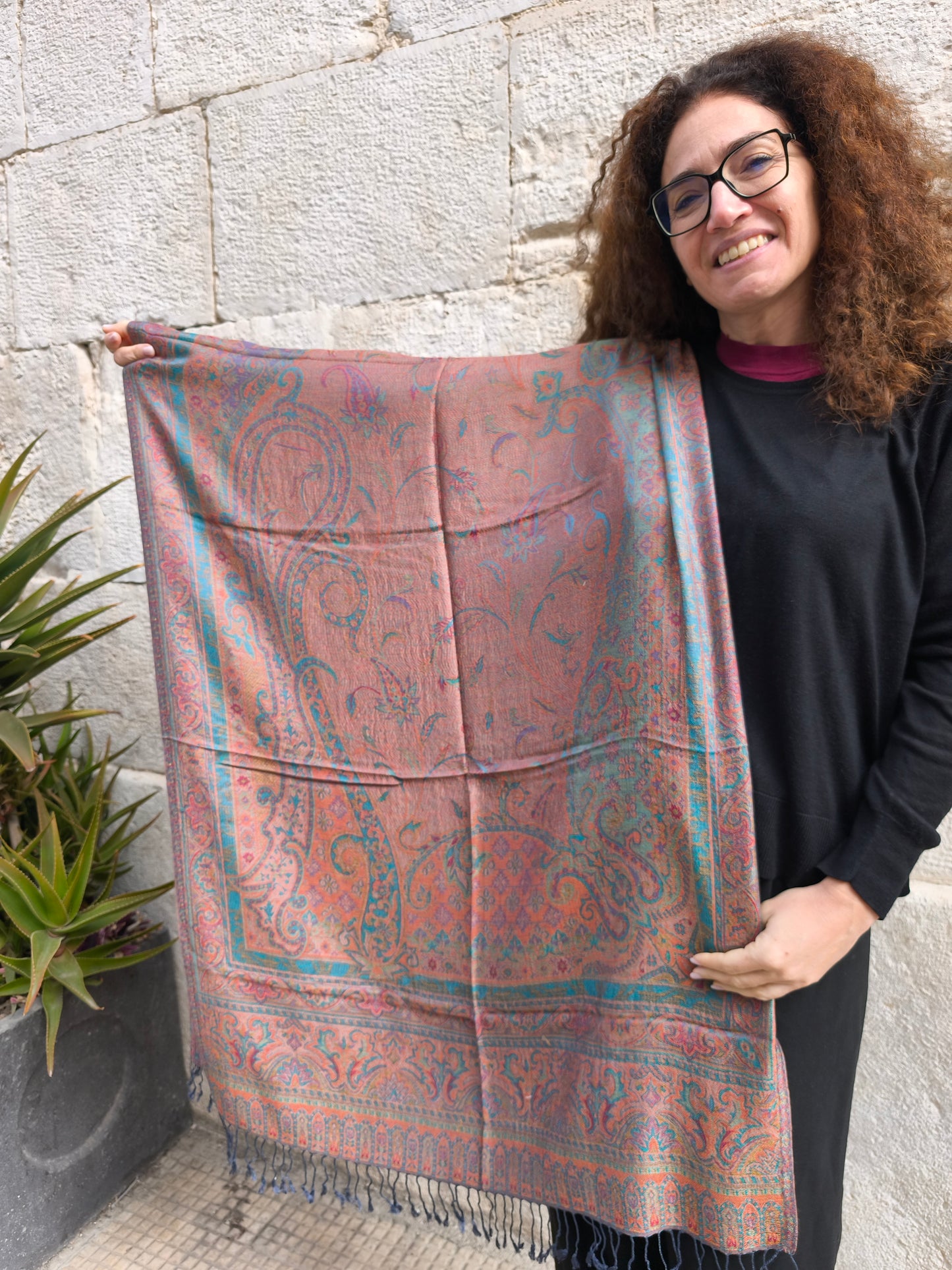 Pashmina Scarf 100% Silk India 195X75 cm 6S