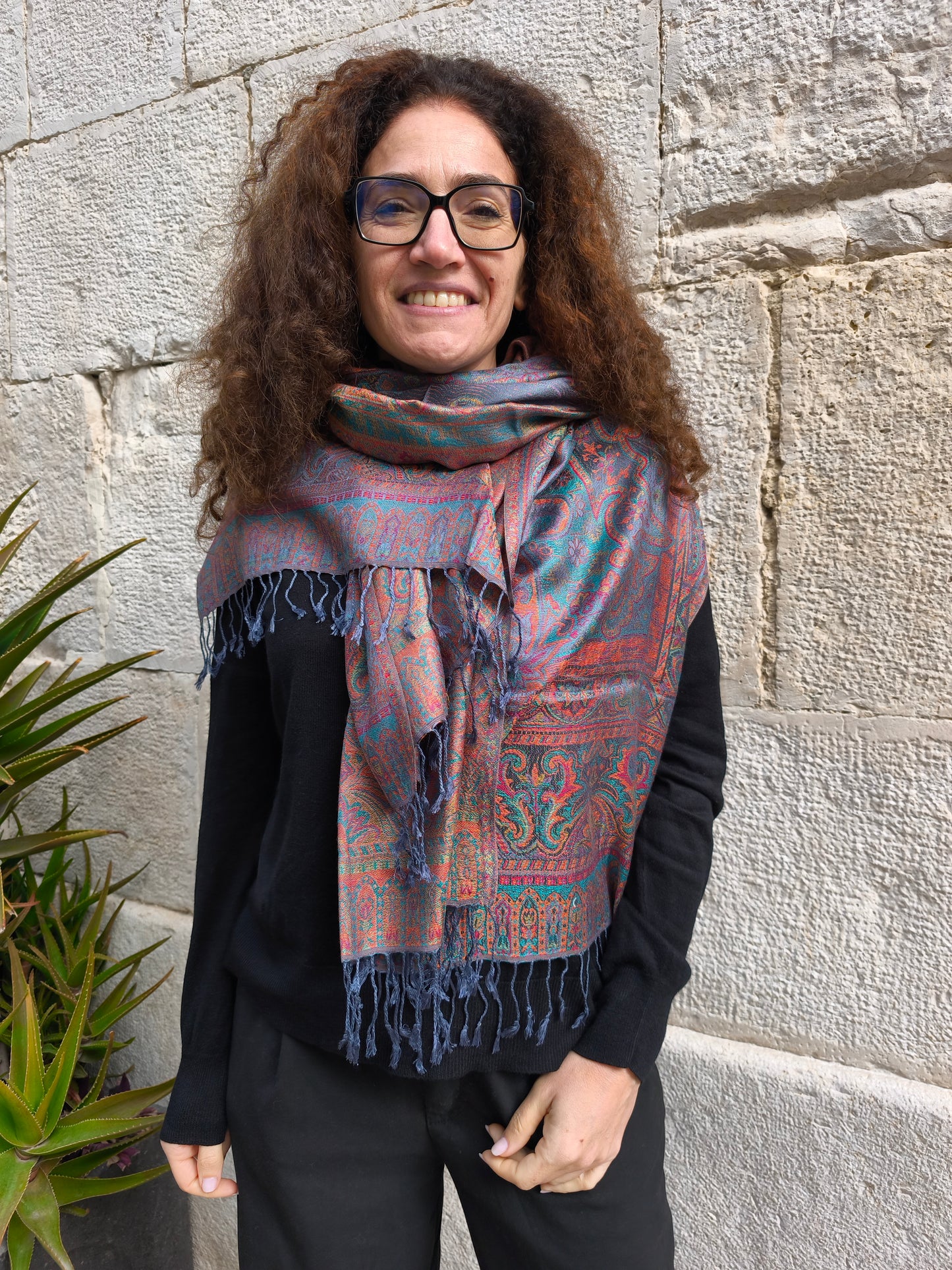 Pashmina Scarf 100% Silk India 195X75 cm 6S