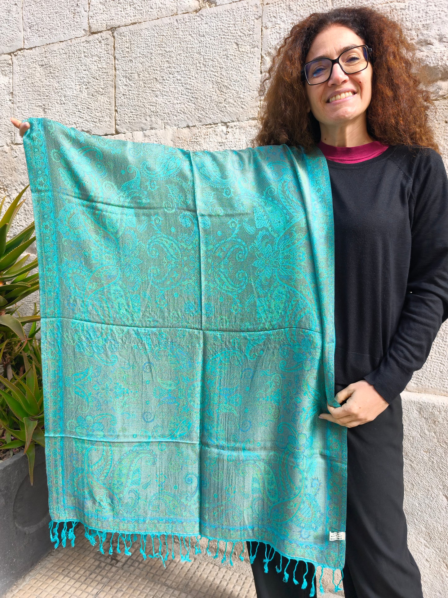 Pashmina Foulard Scarf Silk 100% India cm 195X75 7S
