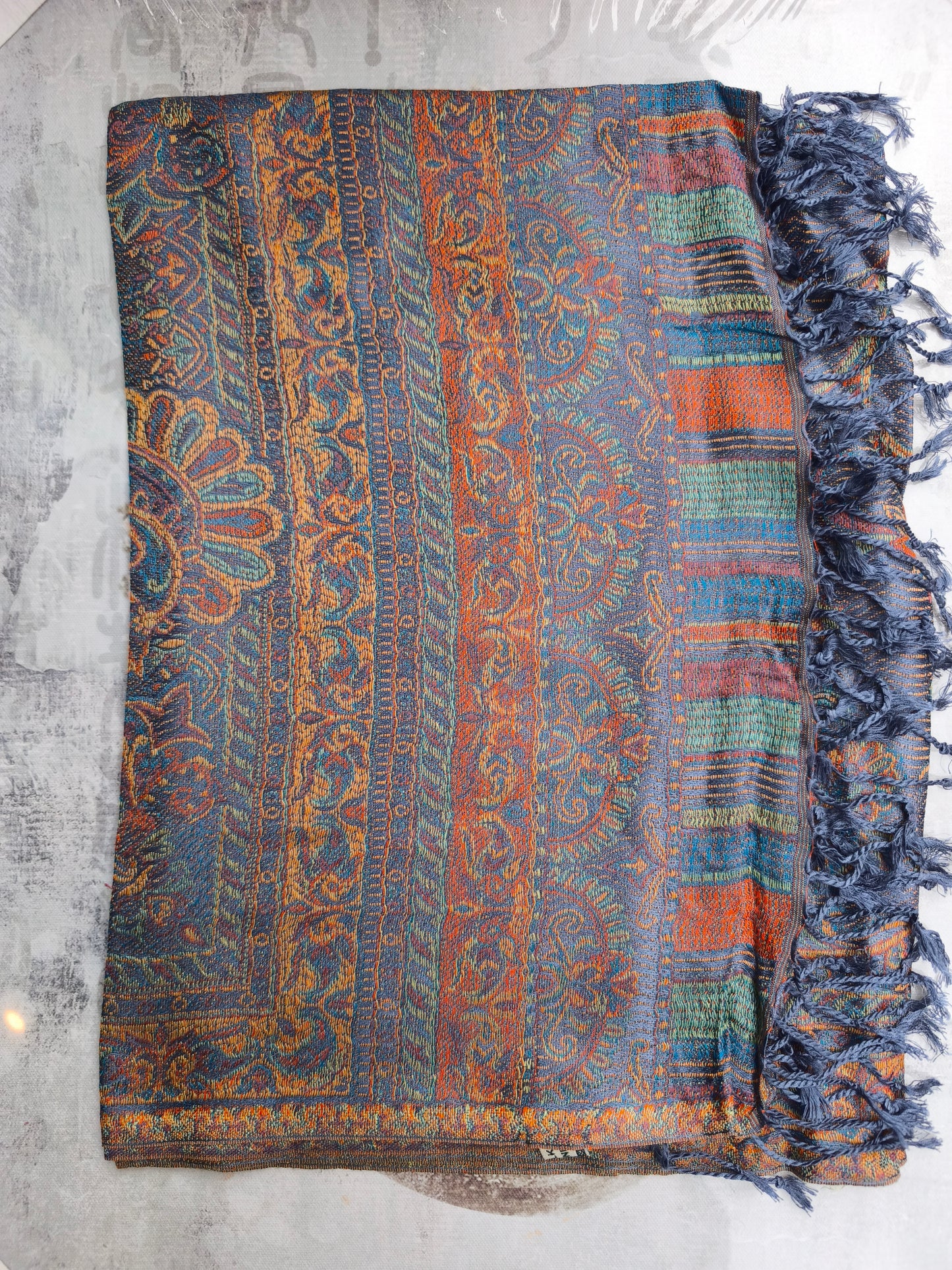 Pashmina Foulard Sciarpa Seta 100% India cm 195X75 8S