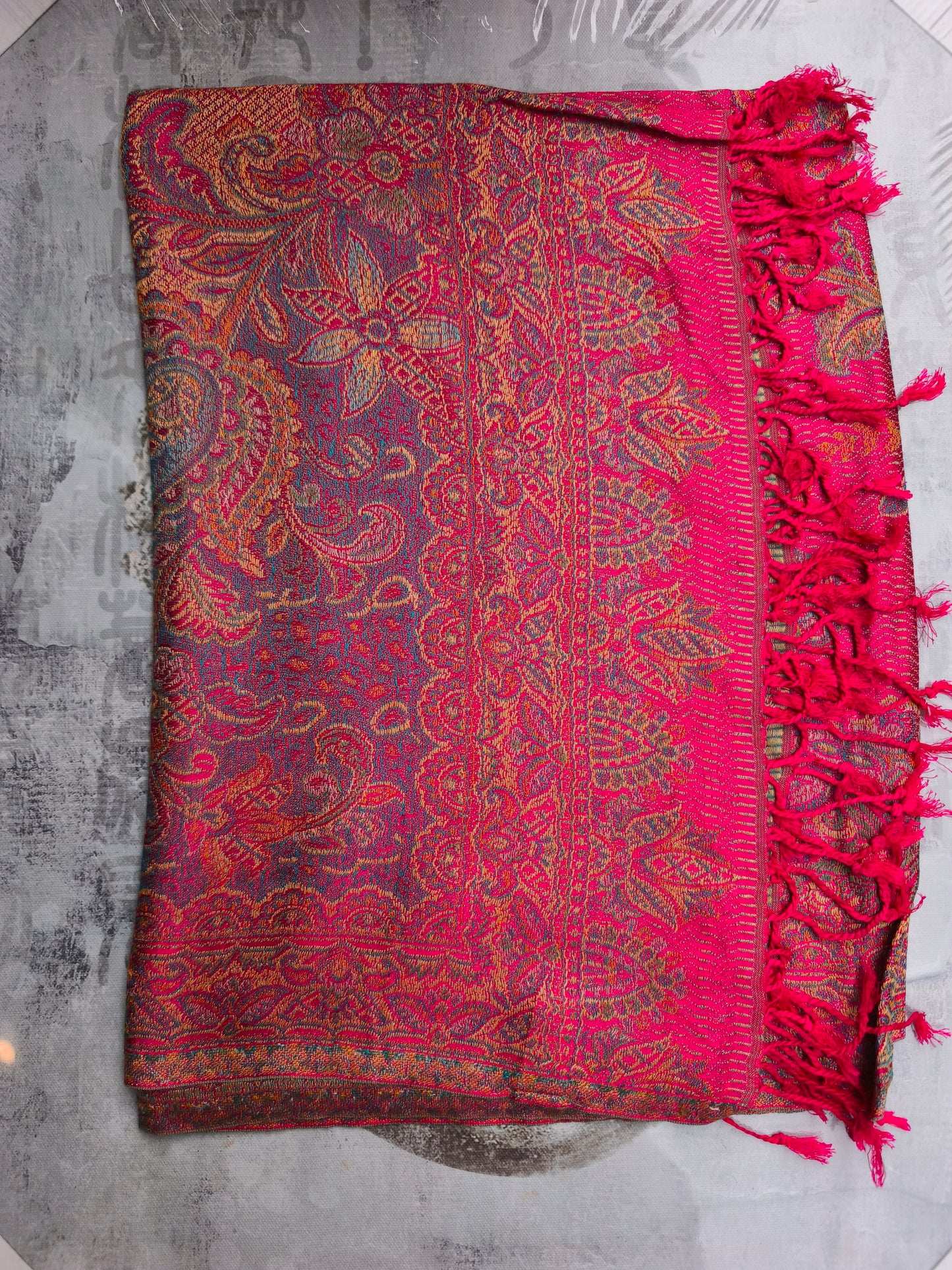 Pashmina Foulard Sciarpa Seta 100% India cm 195X75 9S