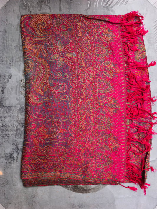 Pashmina Foulard Sciarpa Seta 100% India cm 195X75 9S