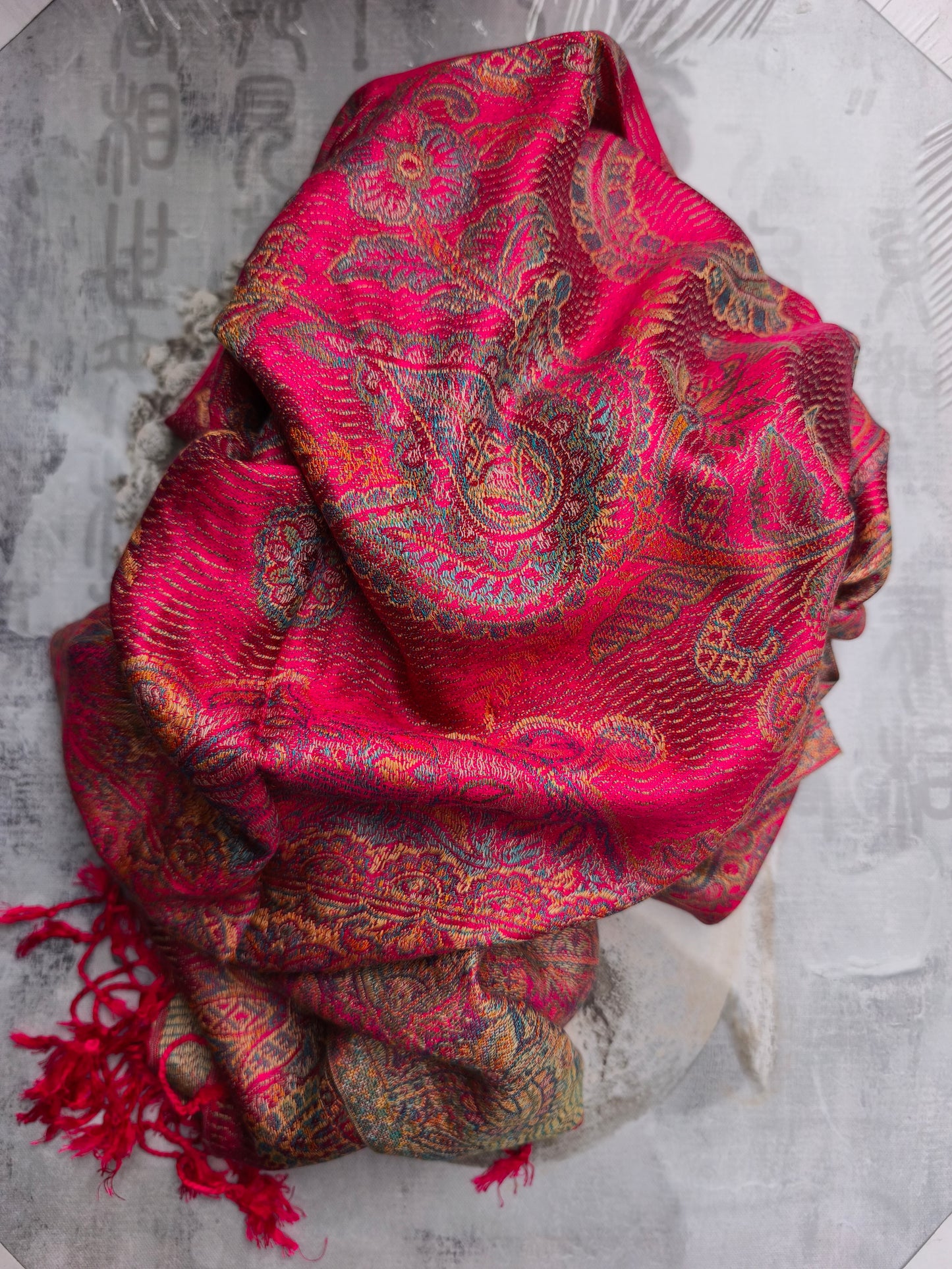 Pashmina Foulard Sciarpa Seta 100% India cm 195X75 9S