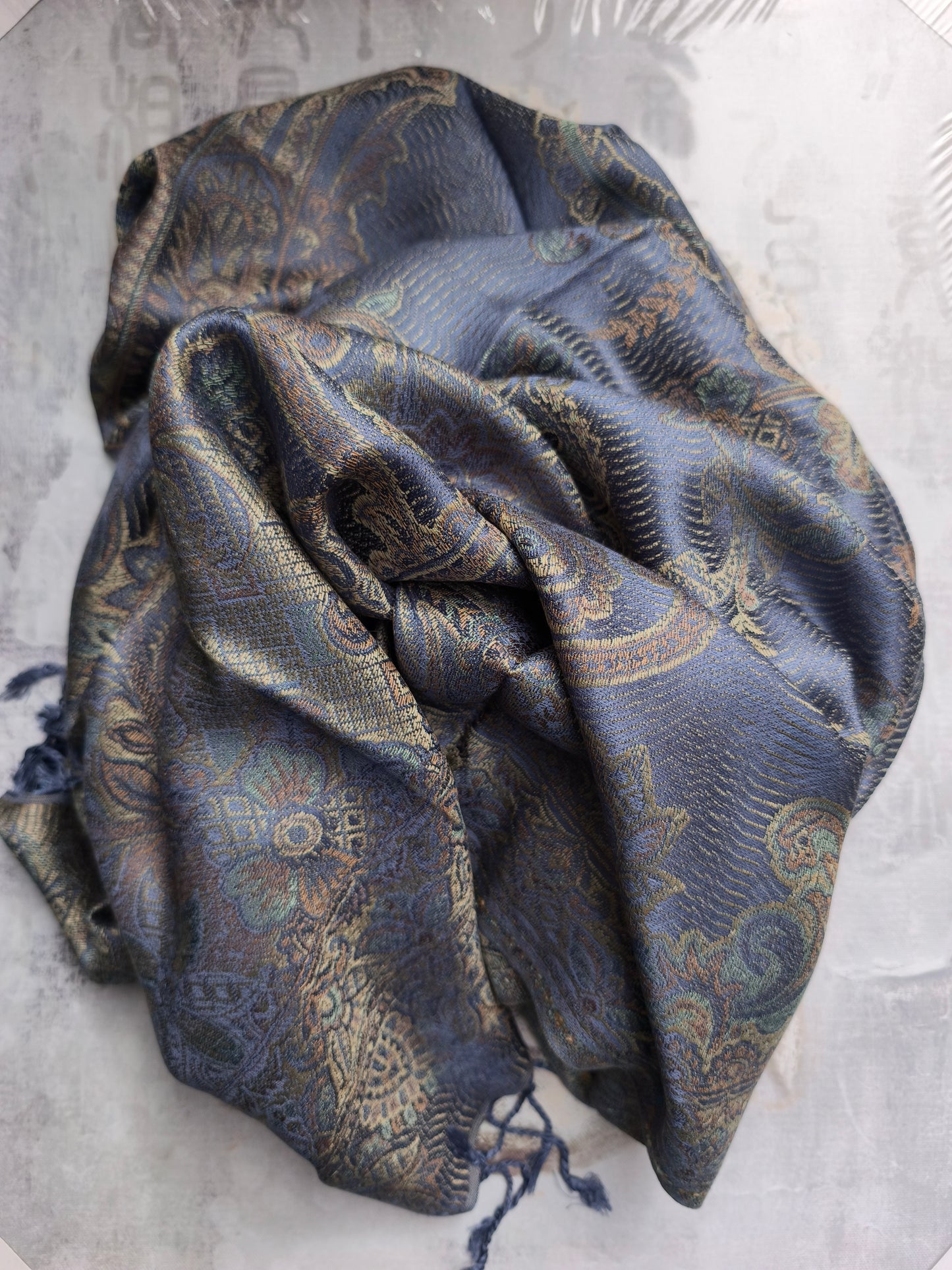 Sciarpa blu a fantasia - Made in Italy Sciarpa blu a fantasia - Made in Italy