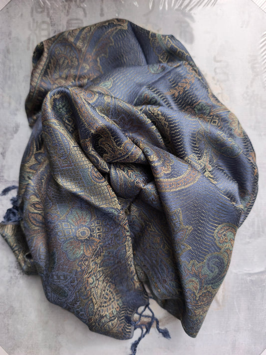 Pashmina Foulard Sciarpa Seta 100% India cm 195X75 11S