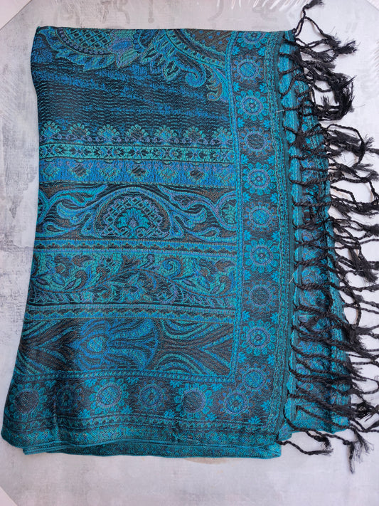Pashmina Foulard Sciarpa Seta 100% India cm 195X75 12S