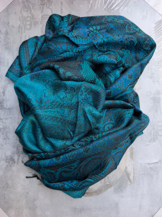 Pashmina Foulard Sciarpa Seta 100% India cm 195X75 12S