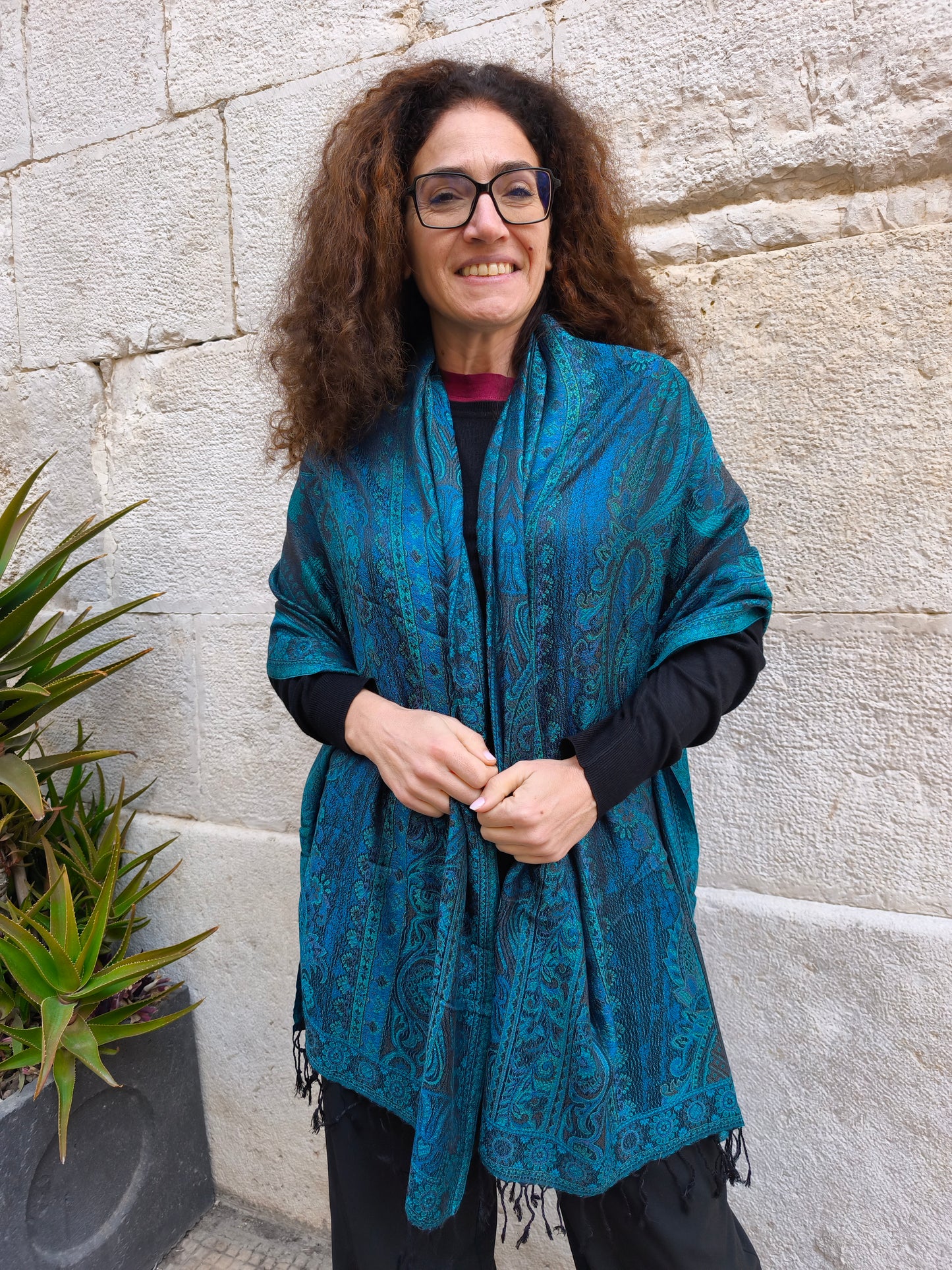 Pashmina Foulard Sciarpa Seta 100% India cm 195X75 12S