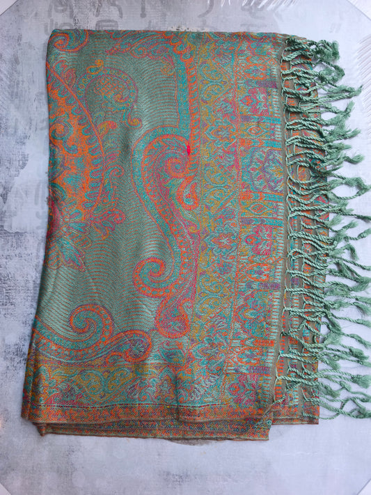 Pashmina Foulard Sciarpa Seta 100% India cm 195X75 13S
