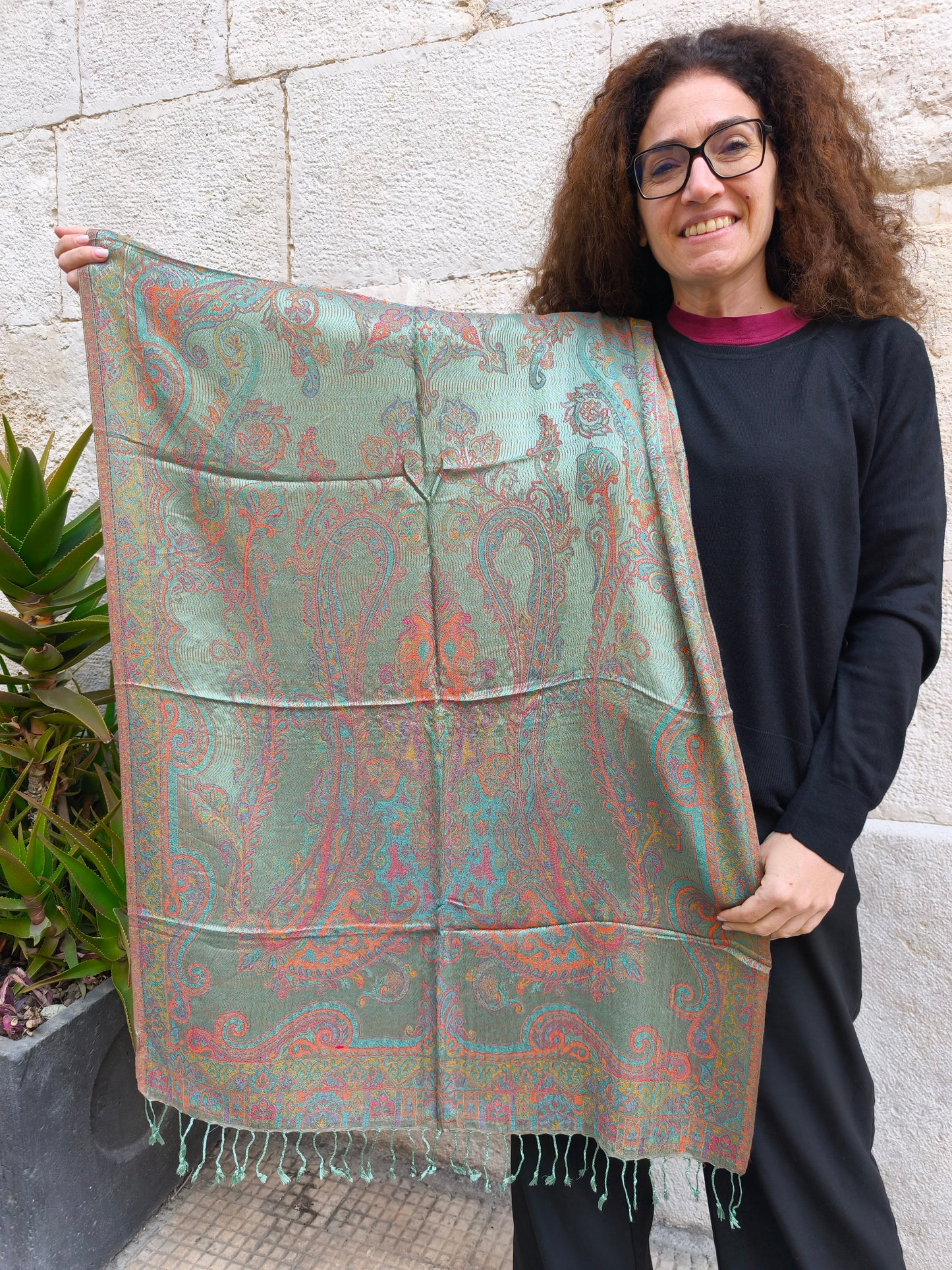 100% Silk Pashmina Scarf India 195X75 cm 13S
