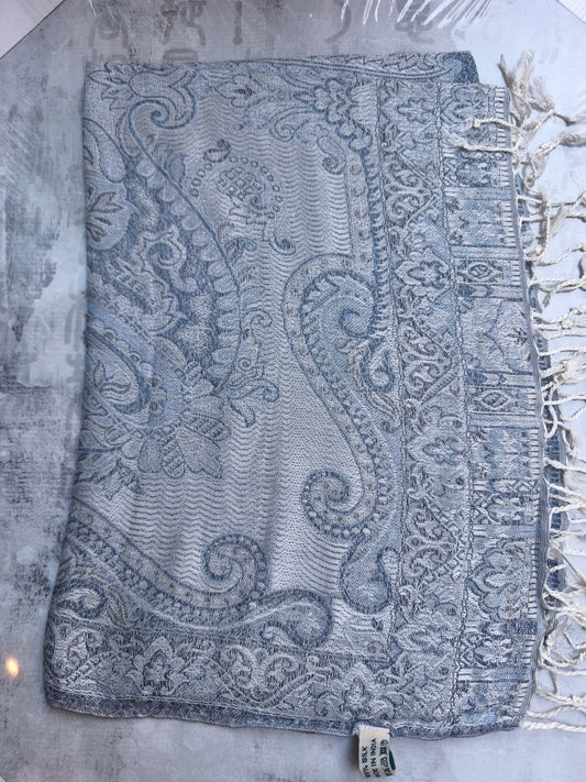 Pashmina Foulard Sciarpa Seta 100% India cm 195X75 14S