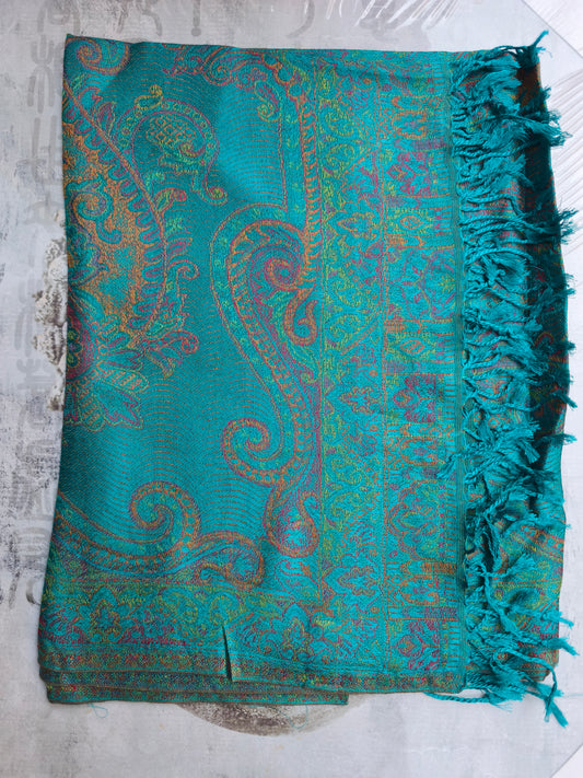 Pashmina Foulard Sciarpa Seta 100% India cm 195X75 15S