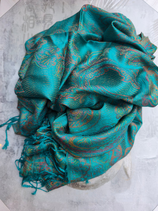 Pashmina Foulard Sciarpa Seta 100% India cm 195X75 15S