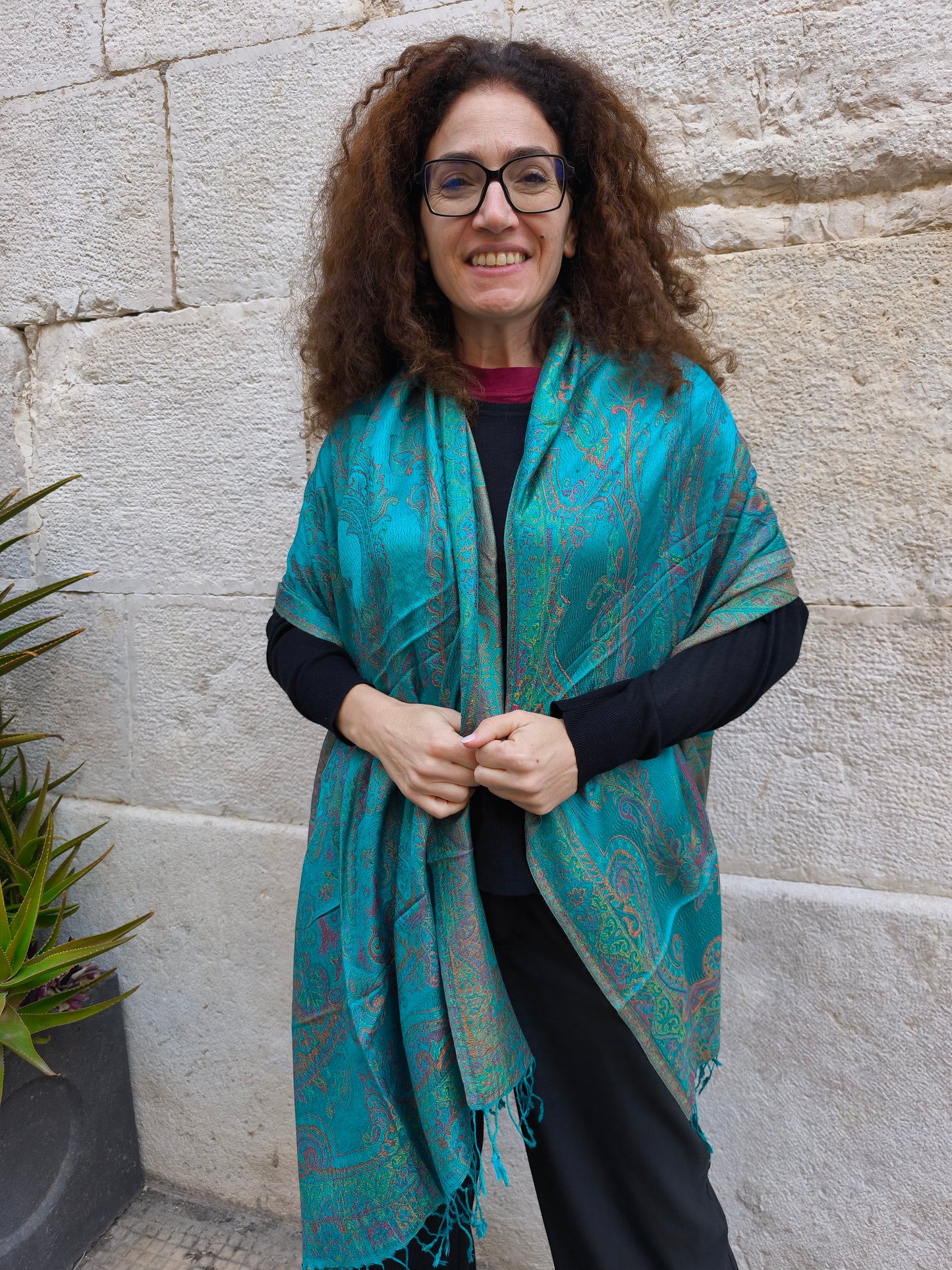 Pashmina Foulard Scarf 100% Indian Silk cm 195X75 15S