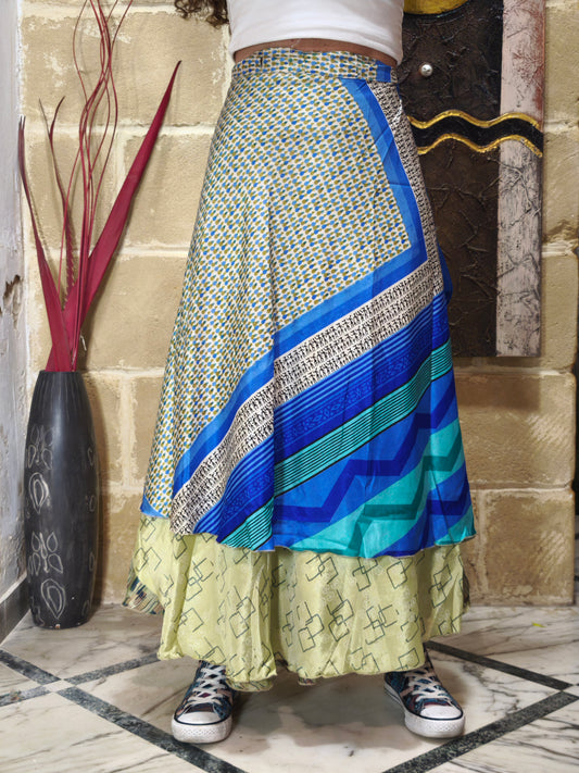 Reversible flared wrap skirt 86K