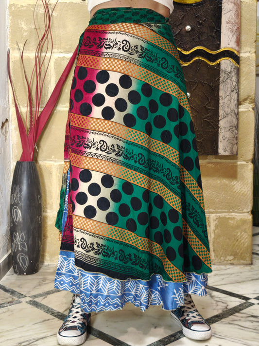 101K Reversible circle wrap skirt