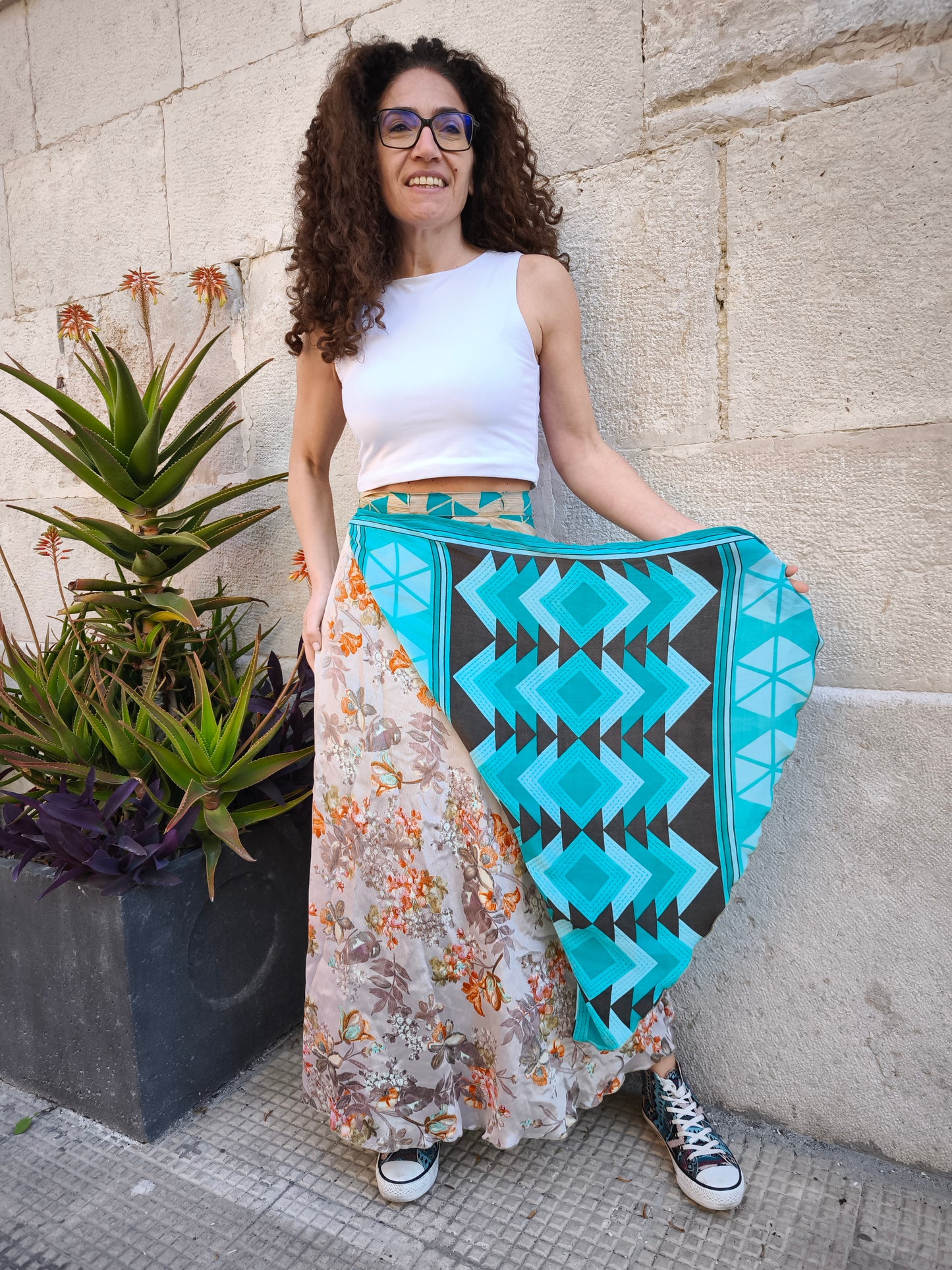 Double-faced wheel wrap skirt 140K