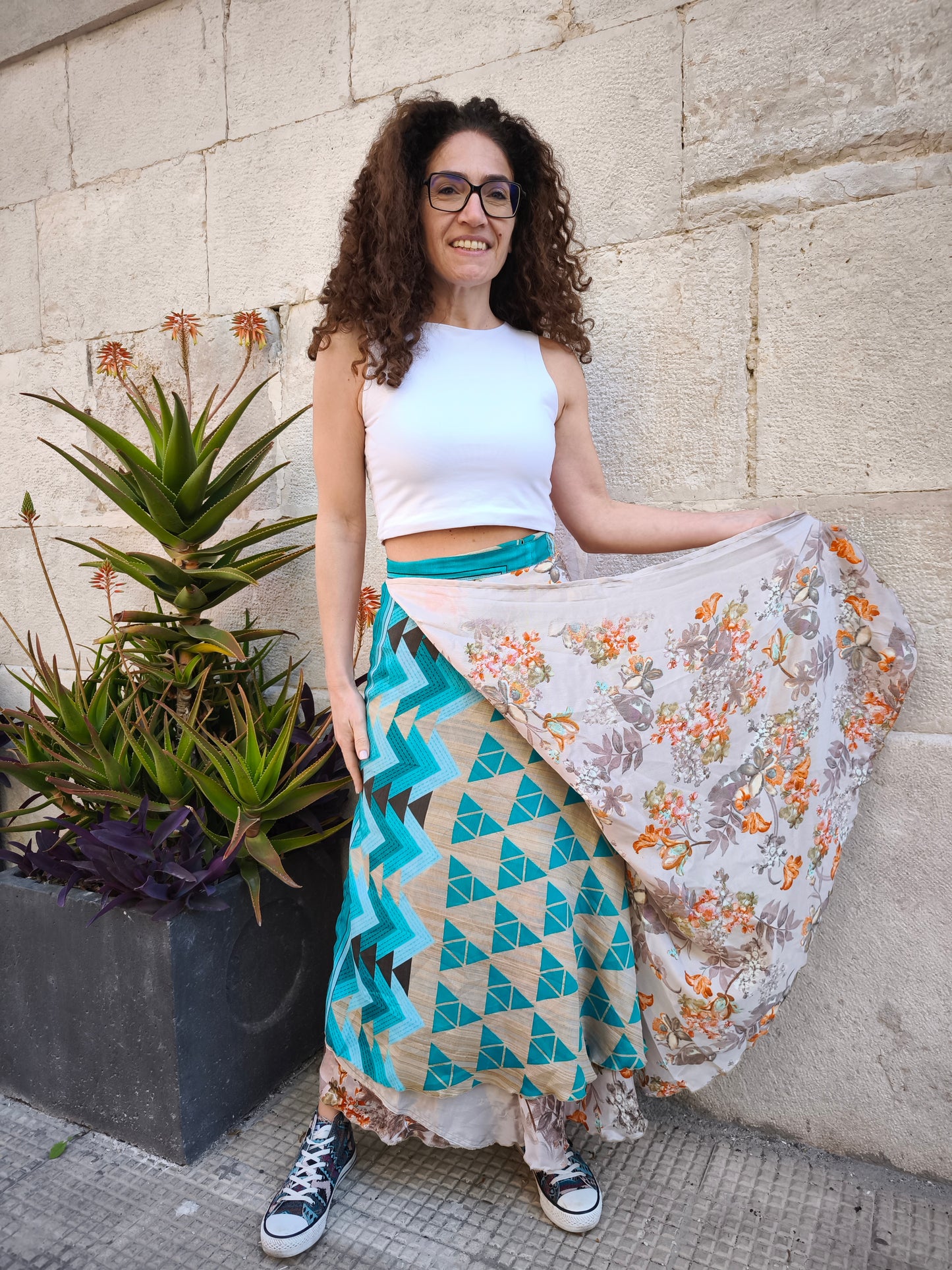 Double-faced wheel wrap skirt 140K