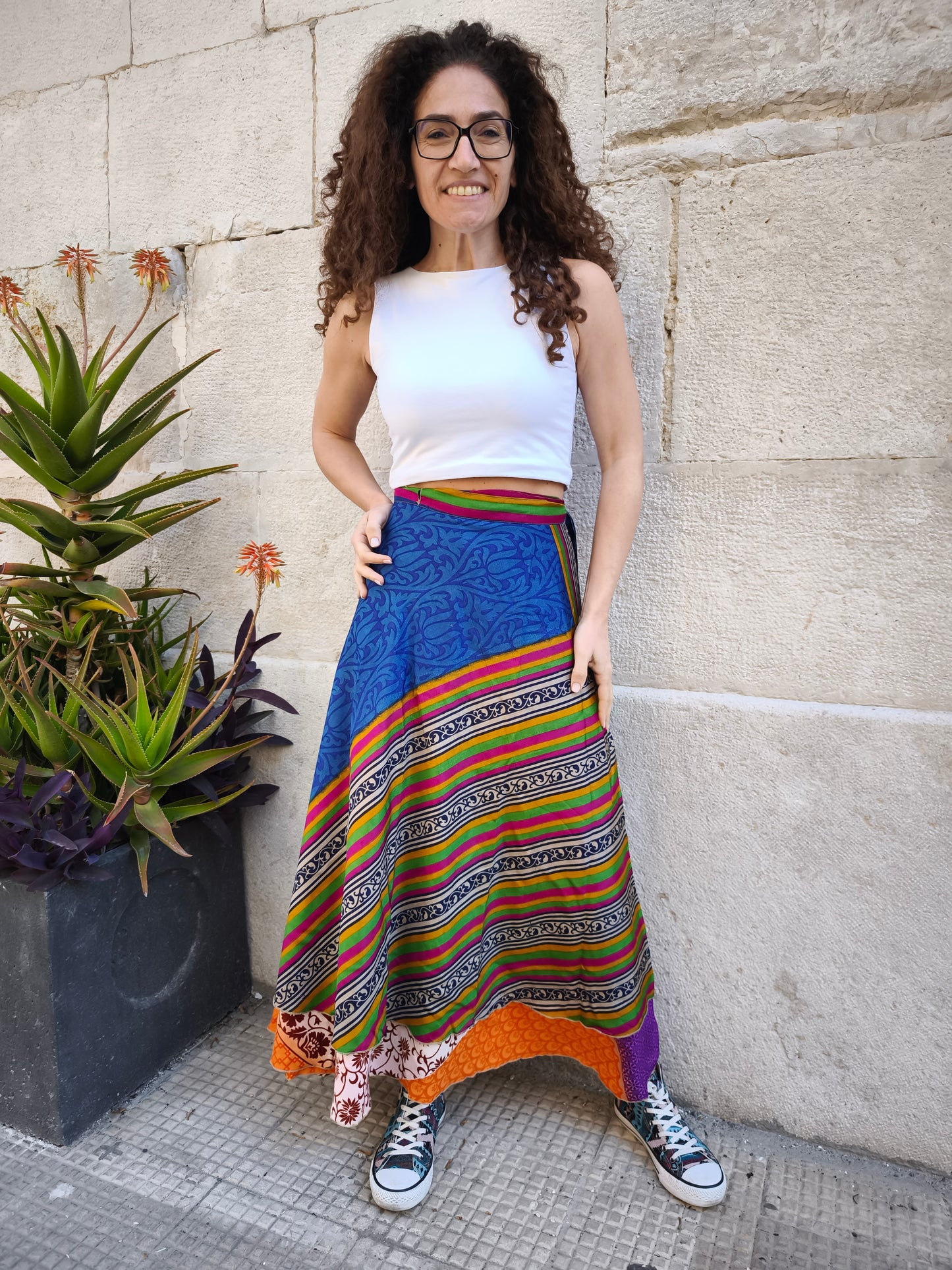 Reversible circle wrap skirt 143K
