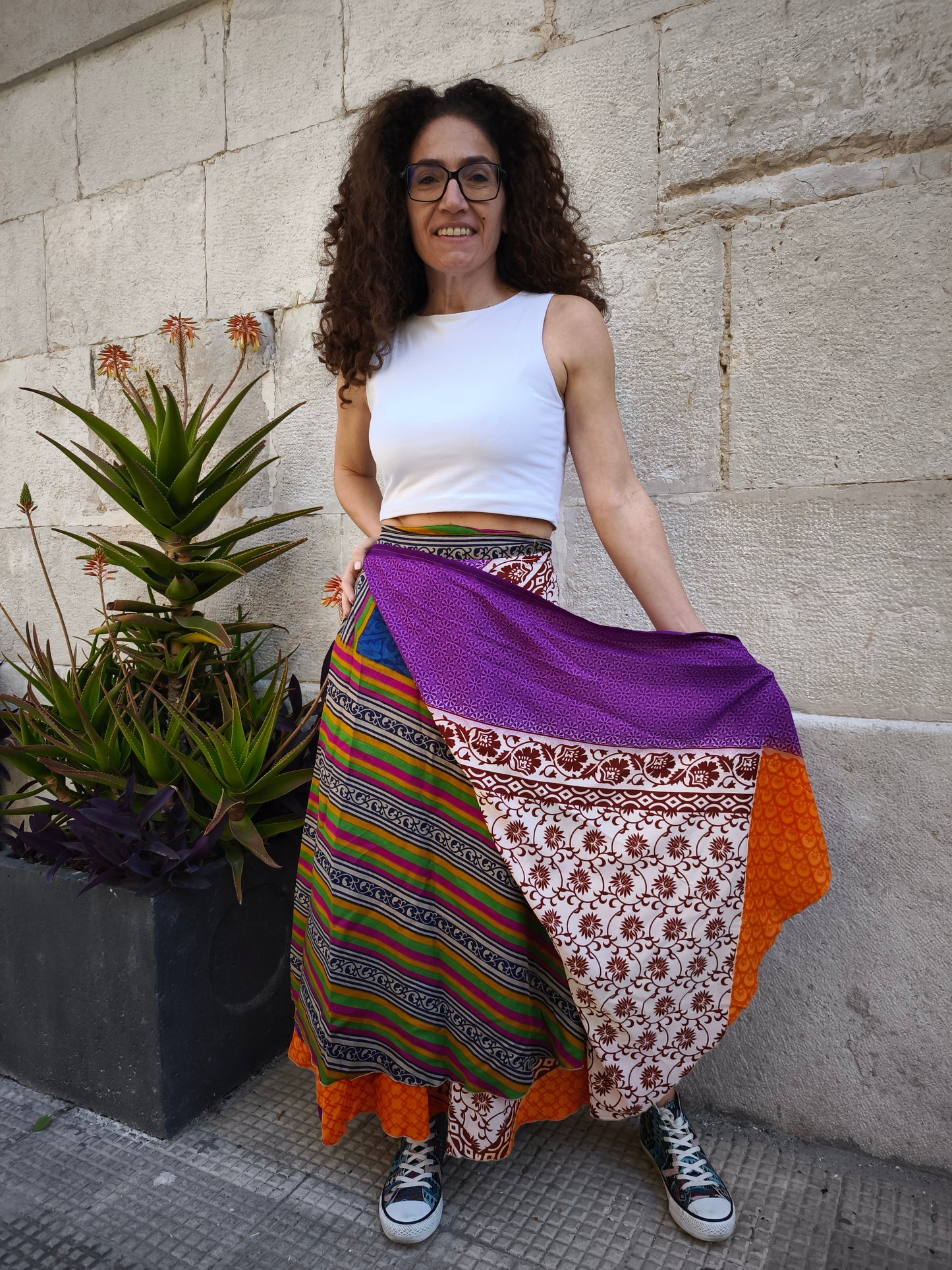 Reversible circle wrap skirt 143K