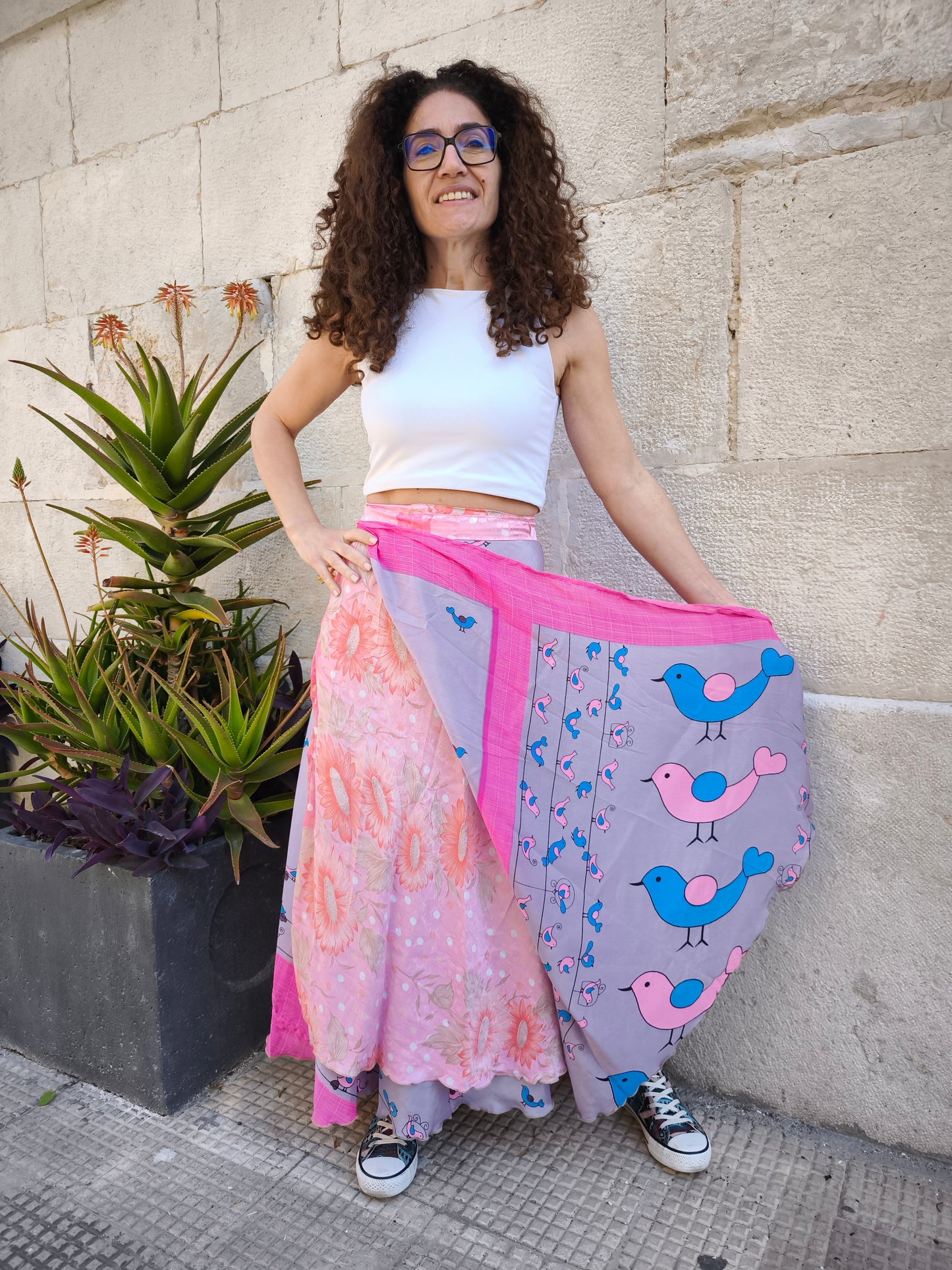 Double-face full-circle wrap skirt 146K