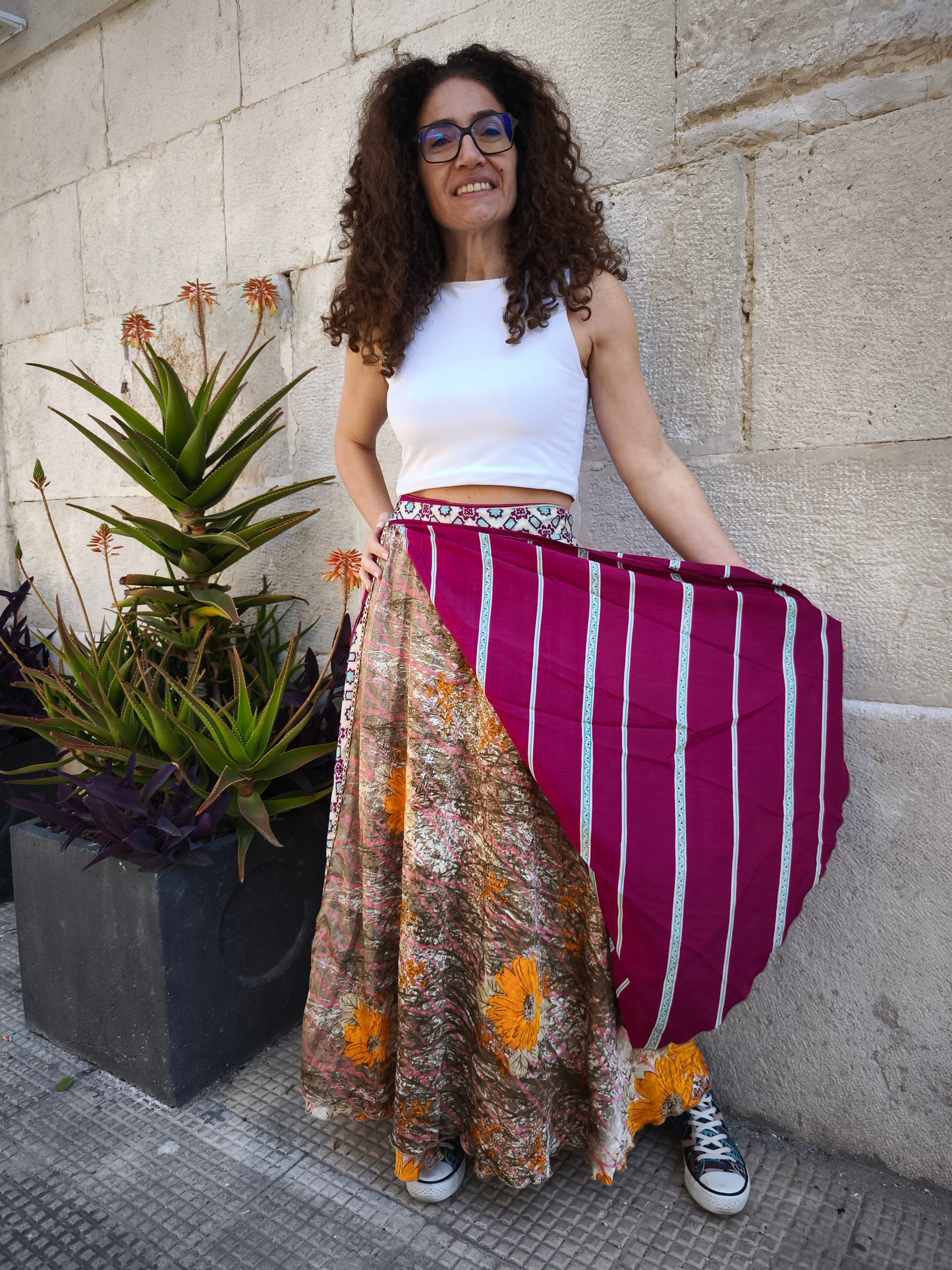 147K Reversible circle wrap skirt