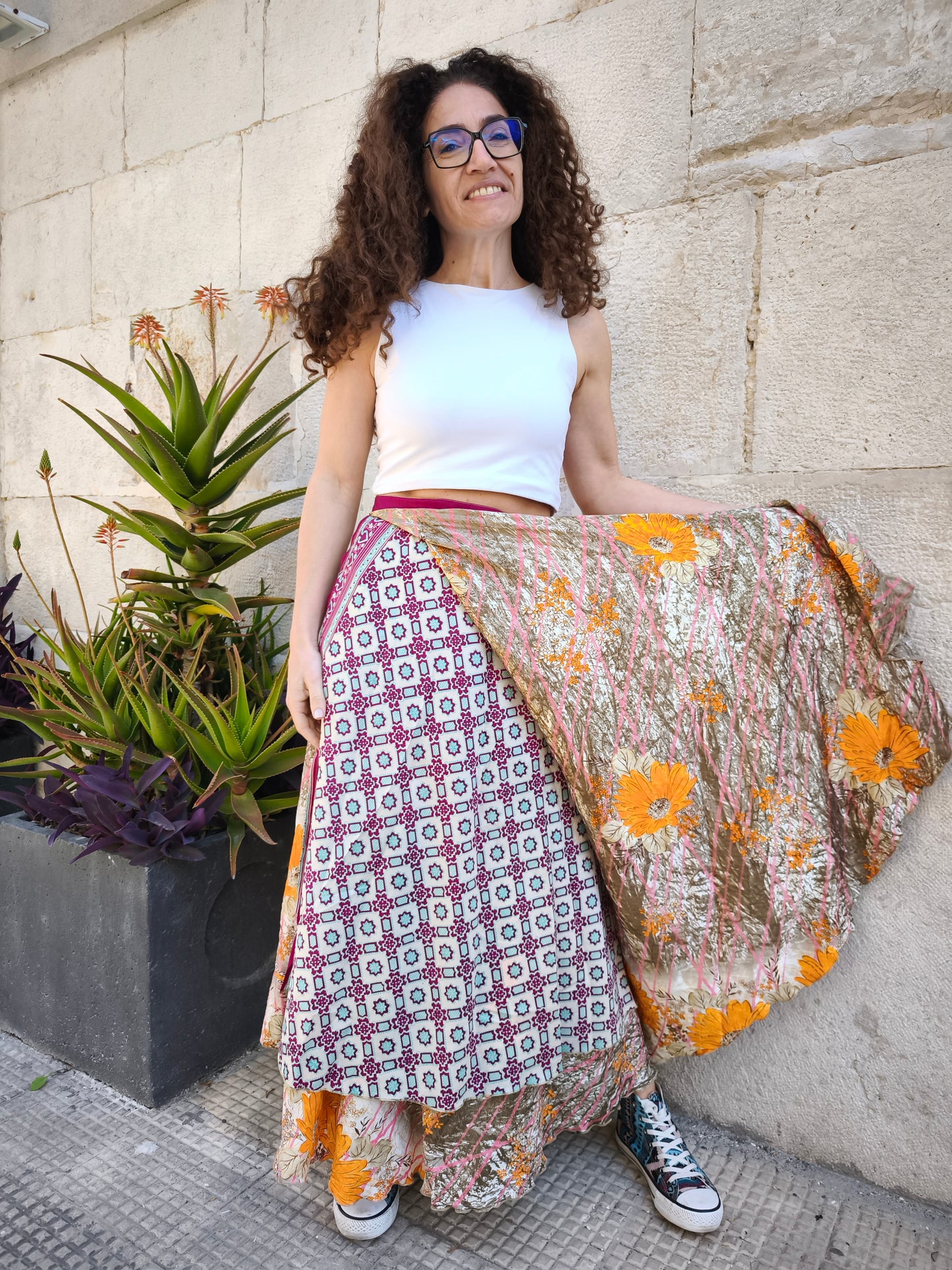 147K Reversible circle wrap skirt