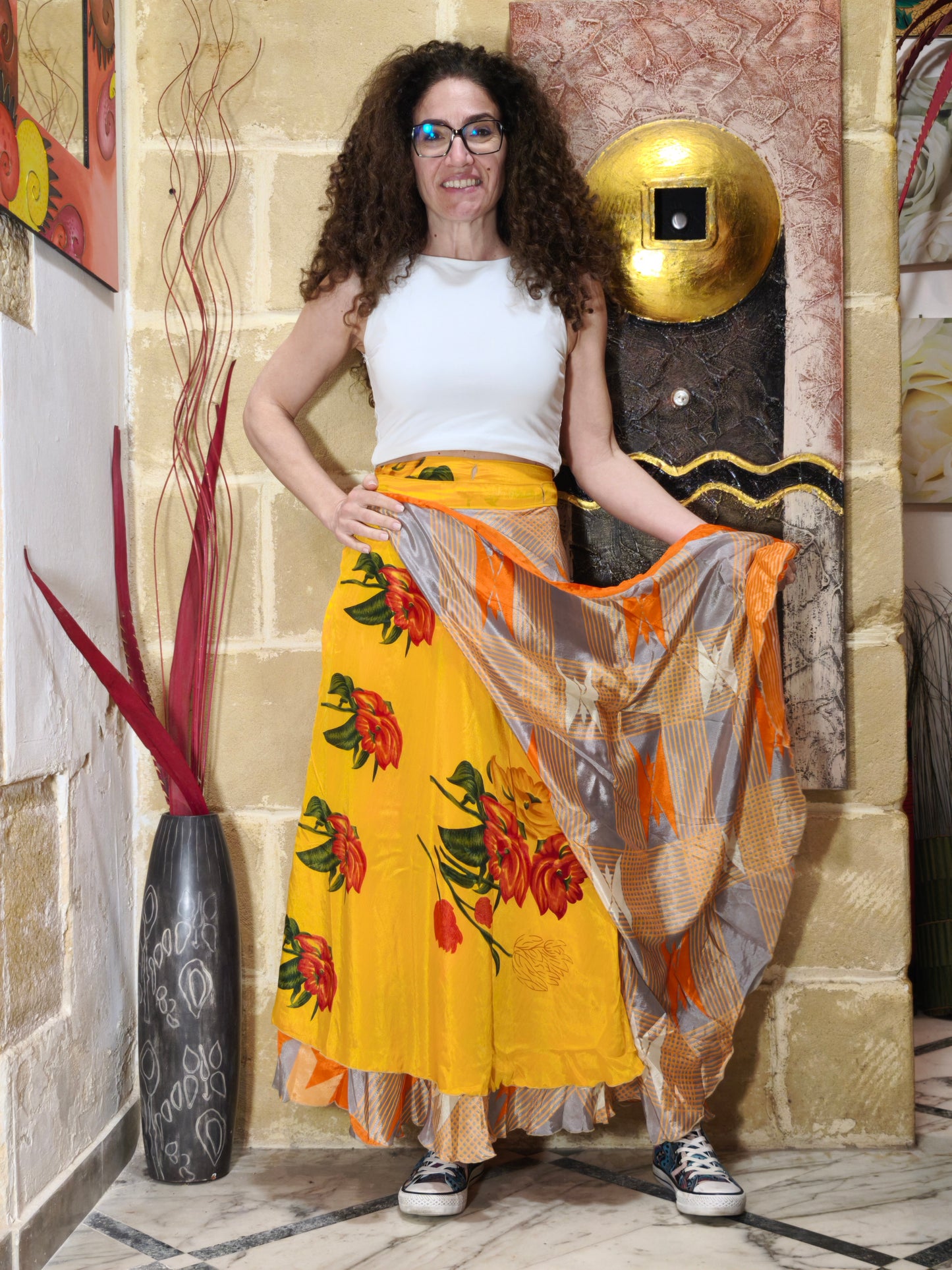 Reversible full-circle wrap skirt 152K