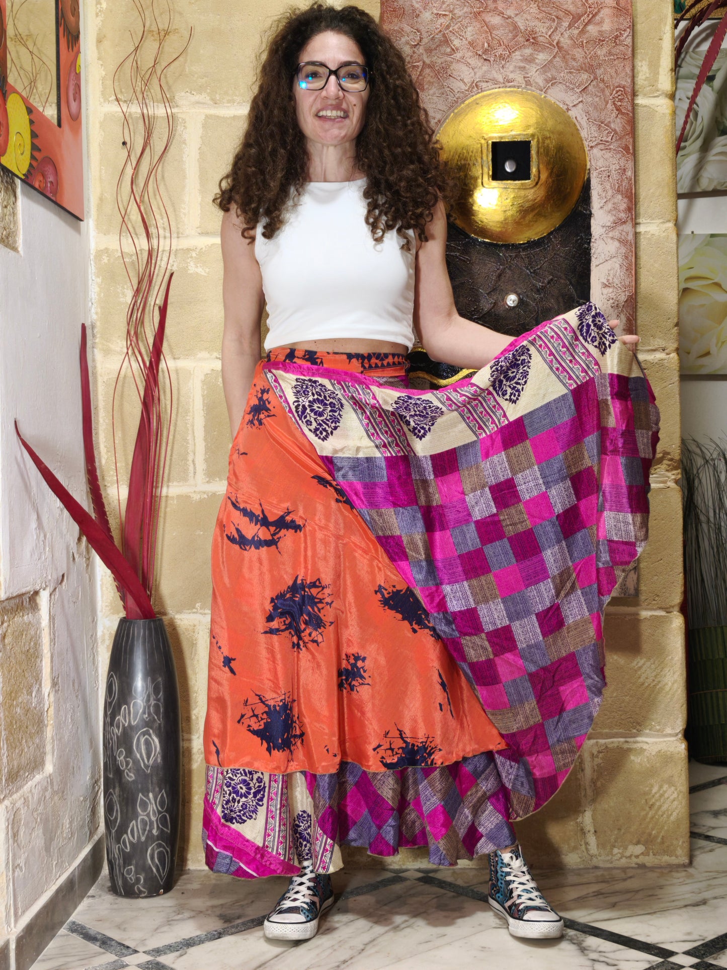 Reversible full-circle wrap skirt 154K