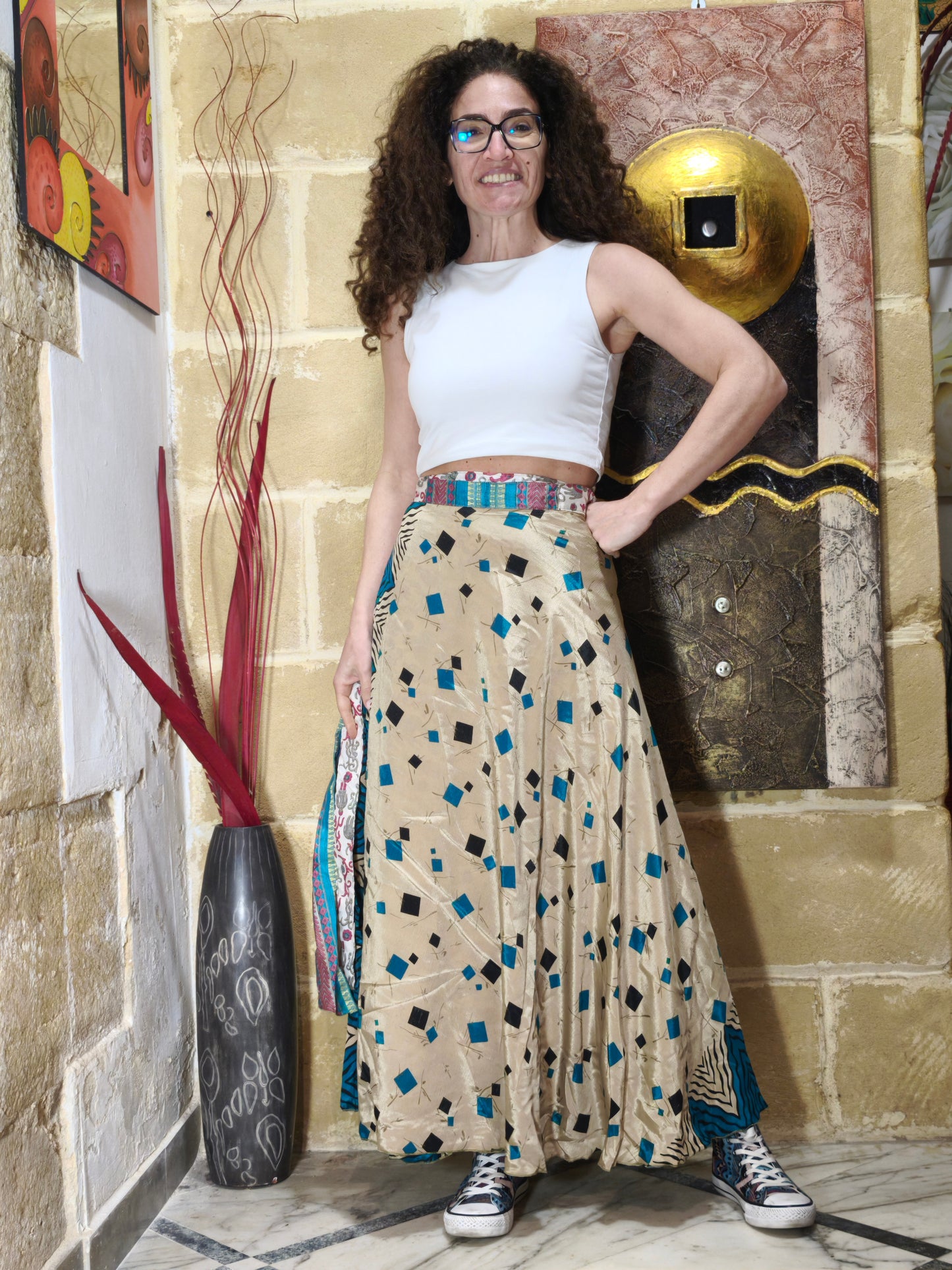 Double-faced wheel wrap skirt 157K