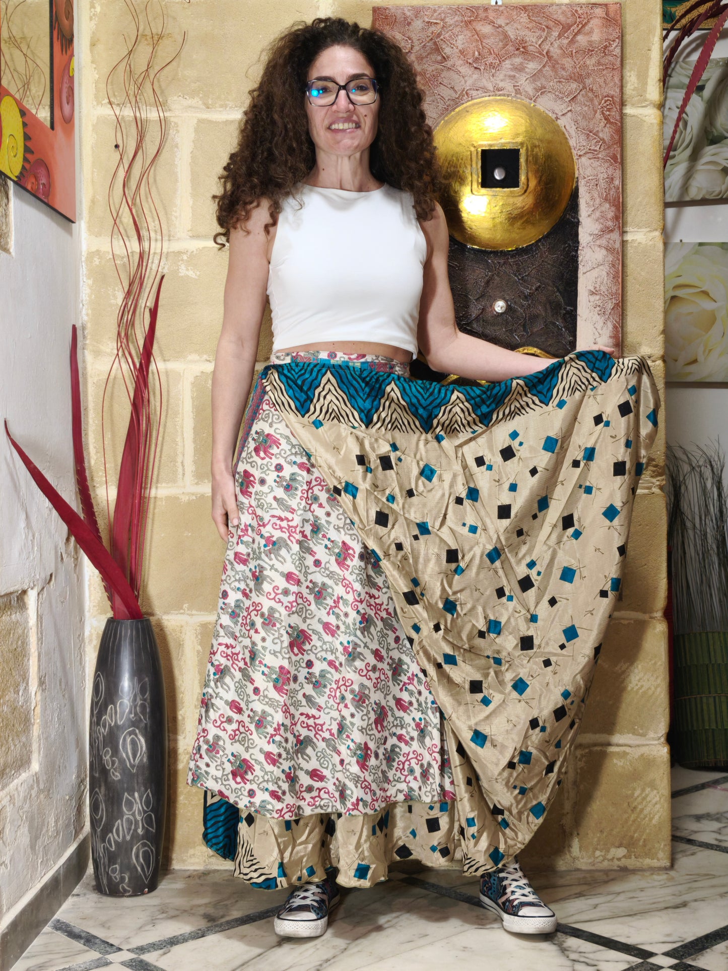 Double-faced wheel wrap skirt 157K