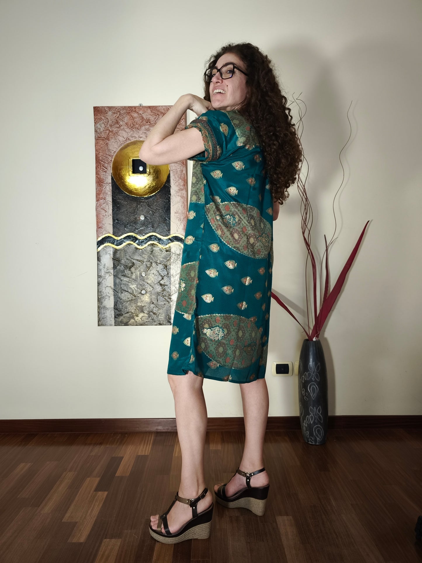 Vestito Peonia vintage saree taglia S/M 2A