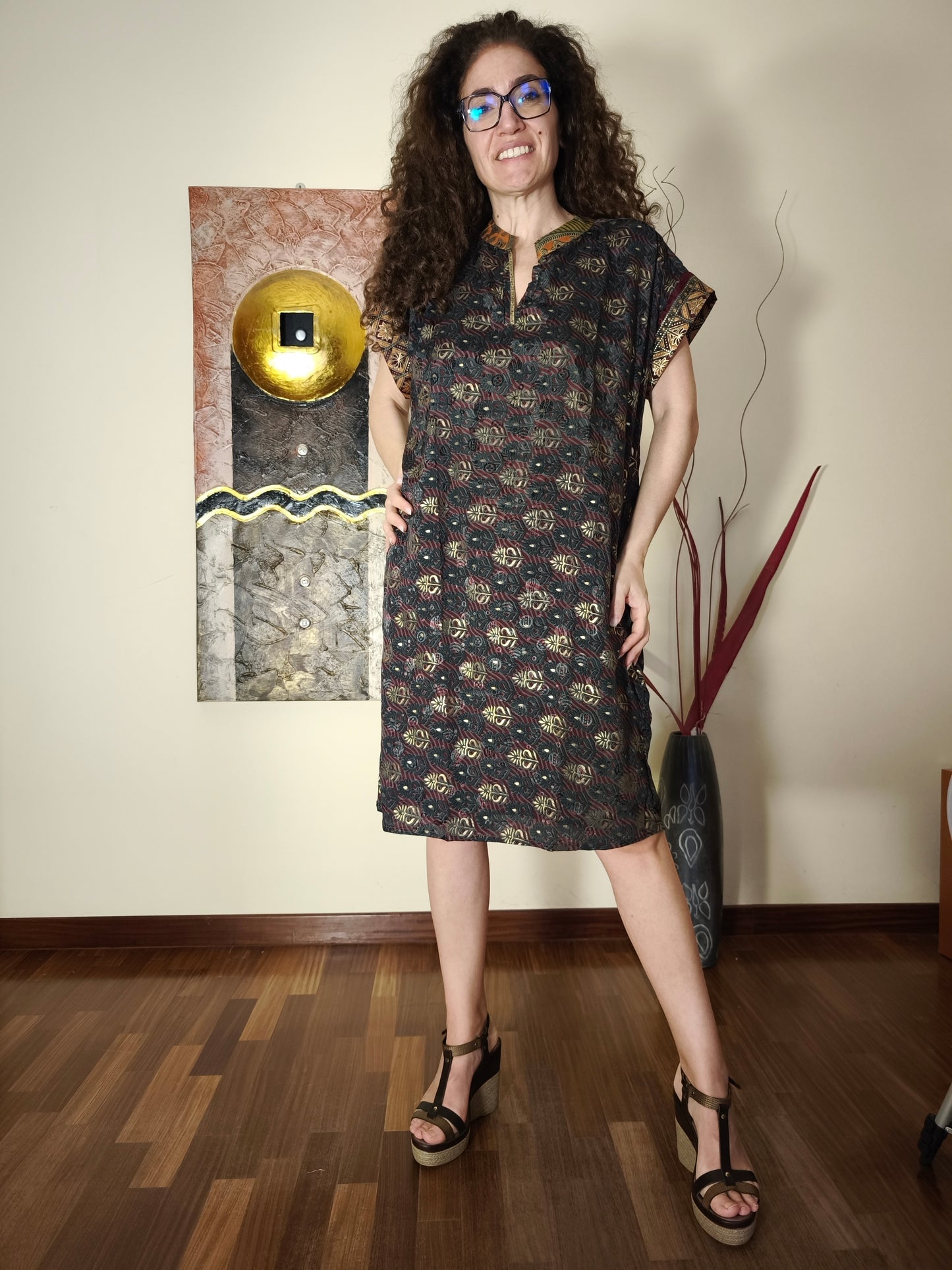 Vestito Peonia vintage saree taglia S/M 7A