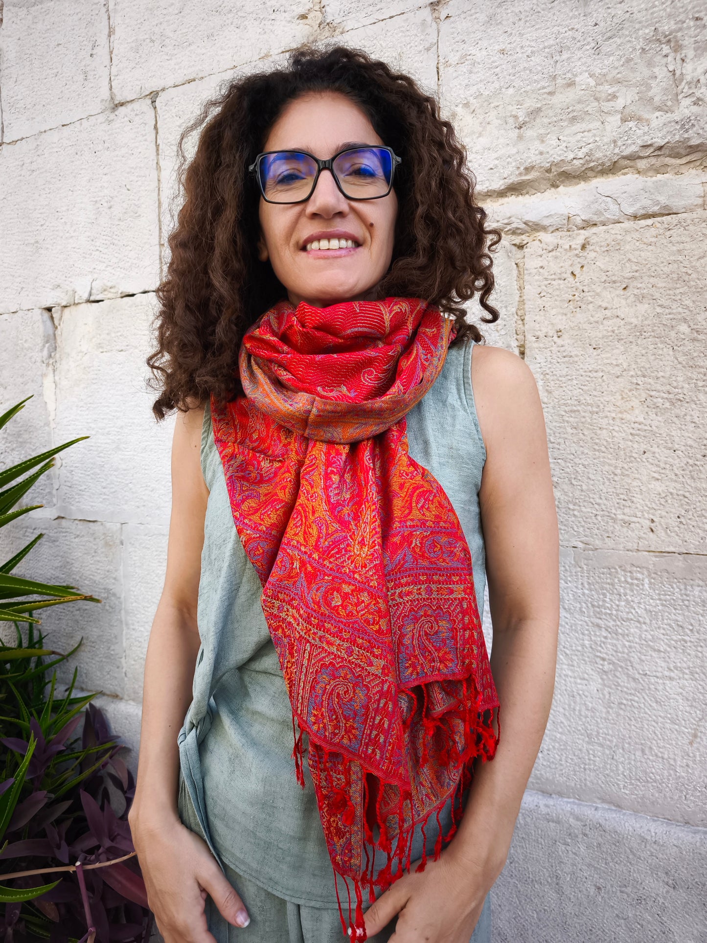 Pashmina Foulard Schal Seide 100% Indien cm 195X75 12S