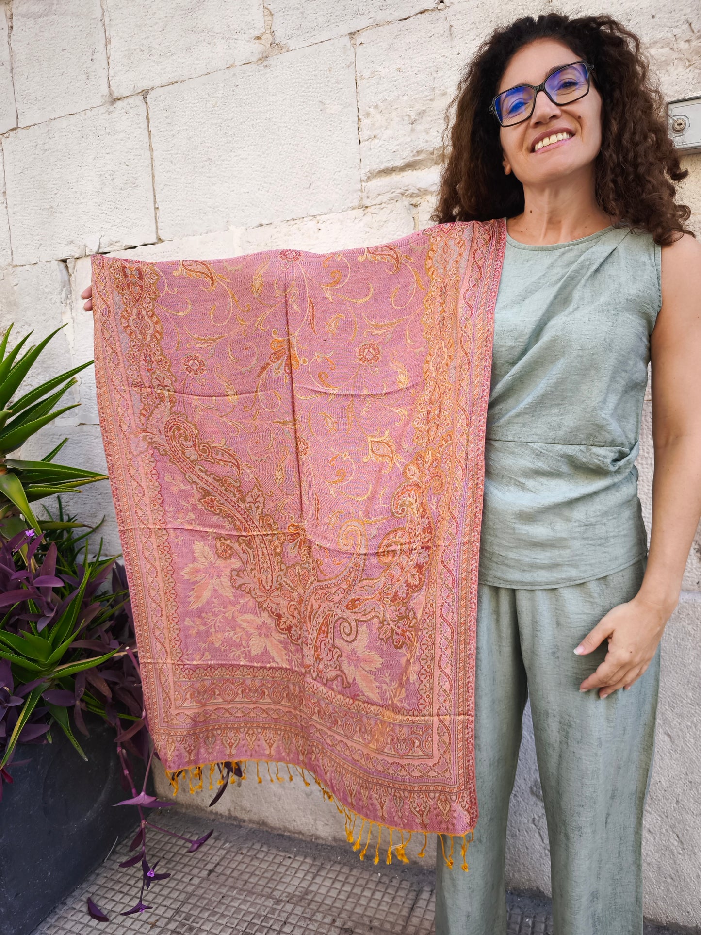 Pashmina Foulard Schal Seide 100% Indien 195X75 cm 13S