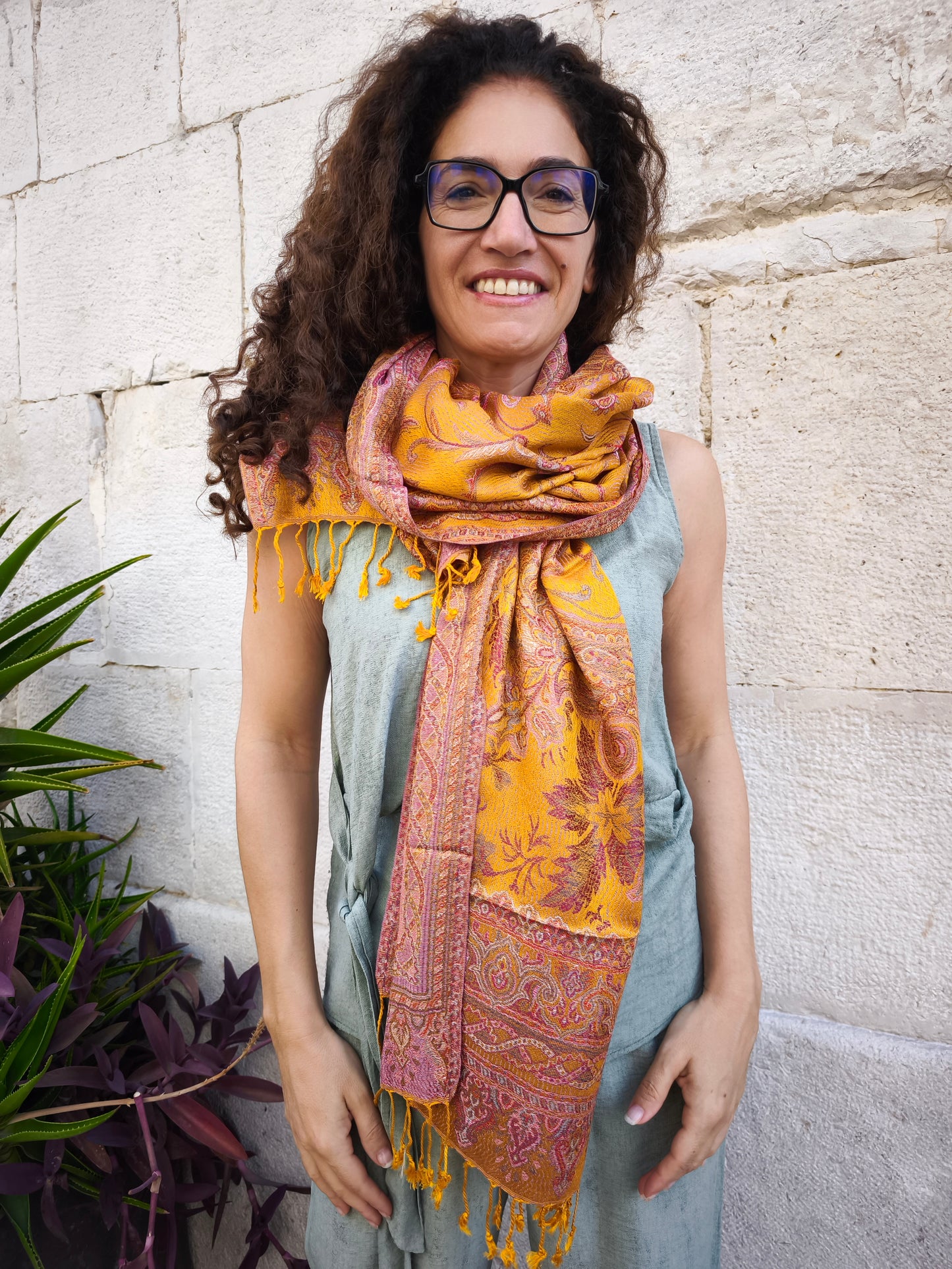 Pashmina Foulard Schal Seide 100% Indien 195X75 cm 13S