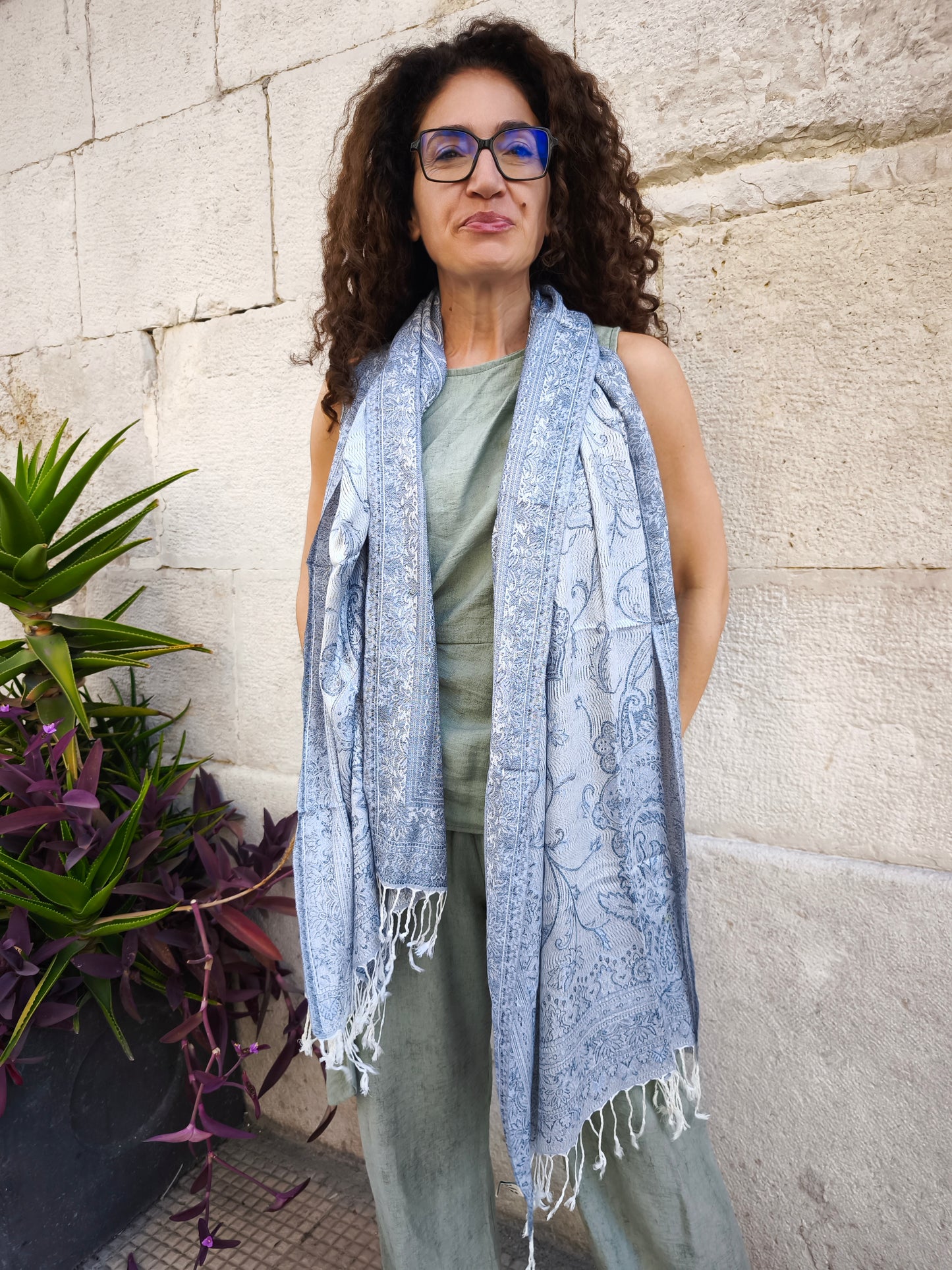 Pashmina Foulard Schal Seide 100% Indien 195x75 cm 15S